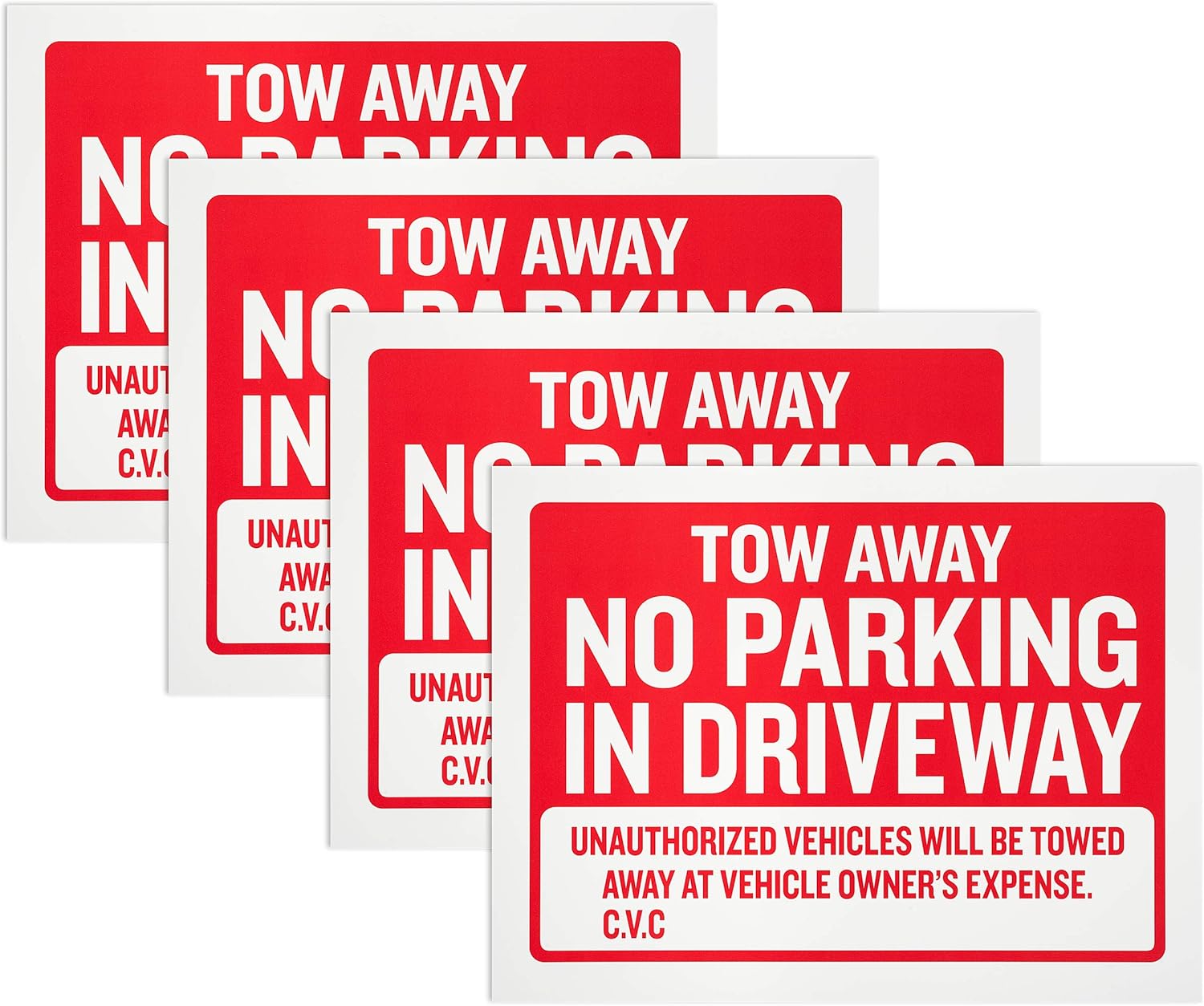No Parking in Driveway Signs Tow away, Red And White