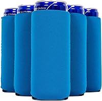 Vista 28 de QualityPerfection Fundas delgadas para enfriar latas, cerveza/energía (paquete de 6) para bebidas en blanco, 12 onzas, alta calidad, 0.157 in