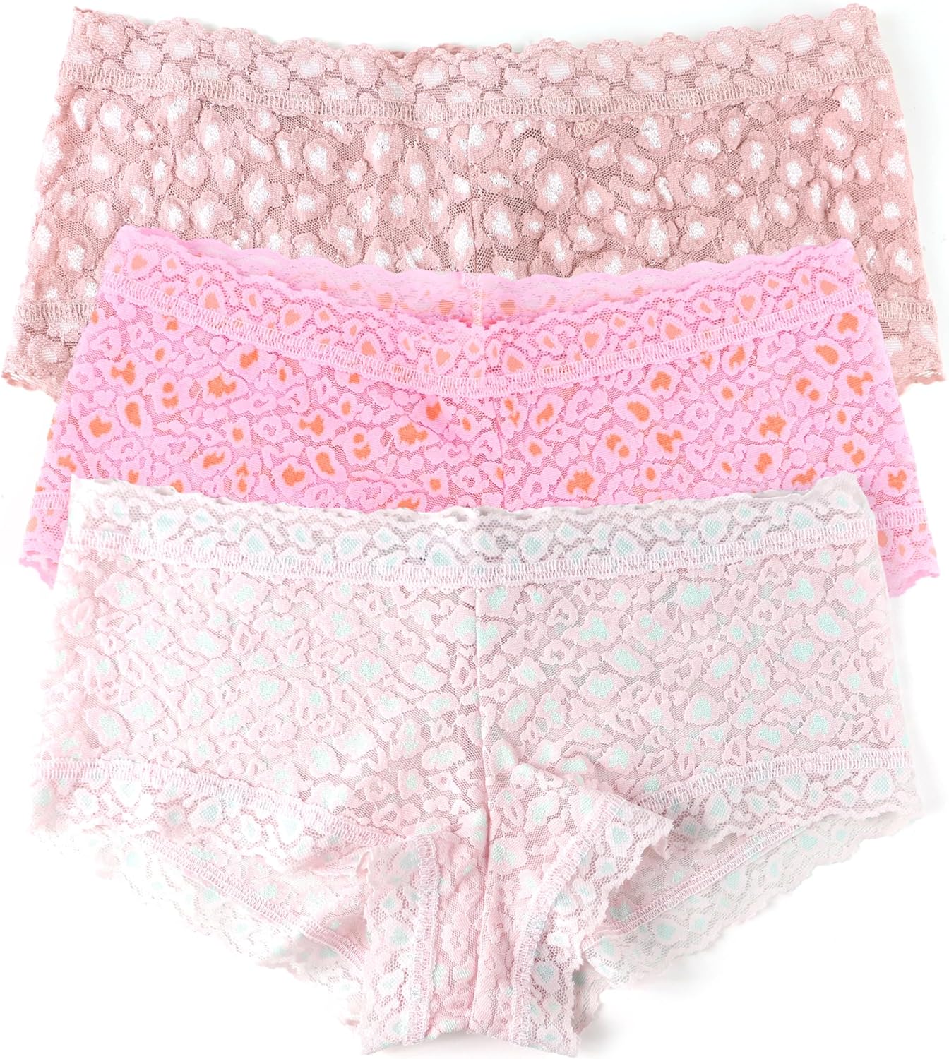 hanky panky - Daily Lace Boyshorts | Women's Underwear, Soft Stretch Fit Panties, Cotton Blend | Sizes (XS-XL), 3 pack