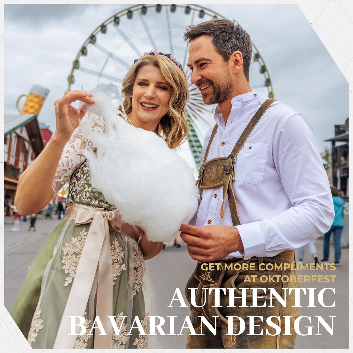 BAVARIA TRACHTEN German Oktoberfest Shirts for Men - Authentic German Lederhosen Shirt Men - Original Bavarian Shirt for Lederhosen Outfit - White - Tracht - Size XL