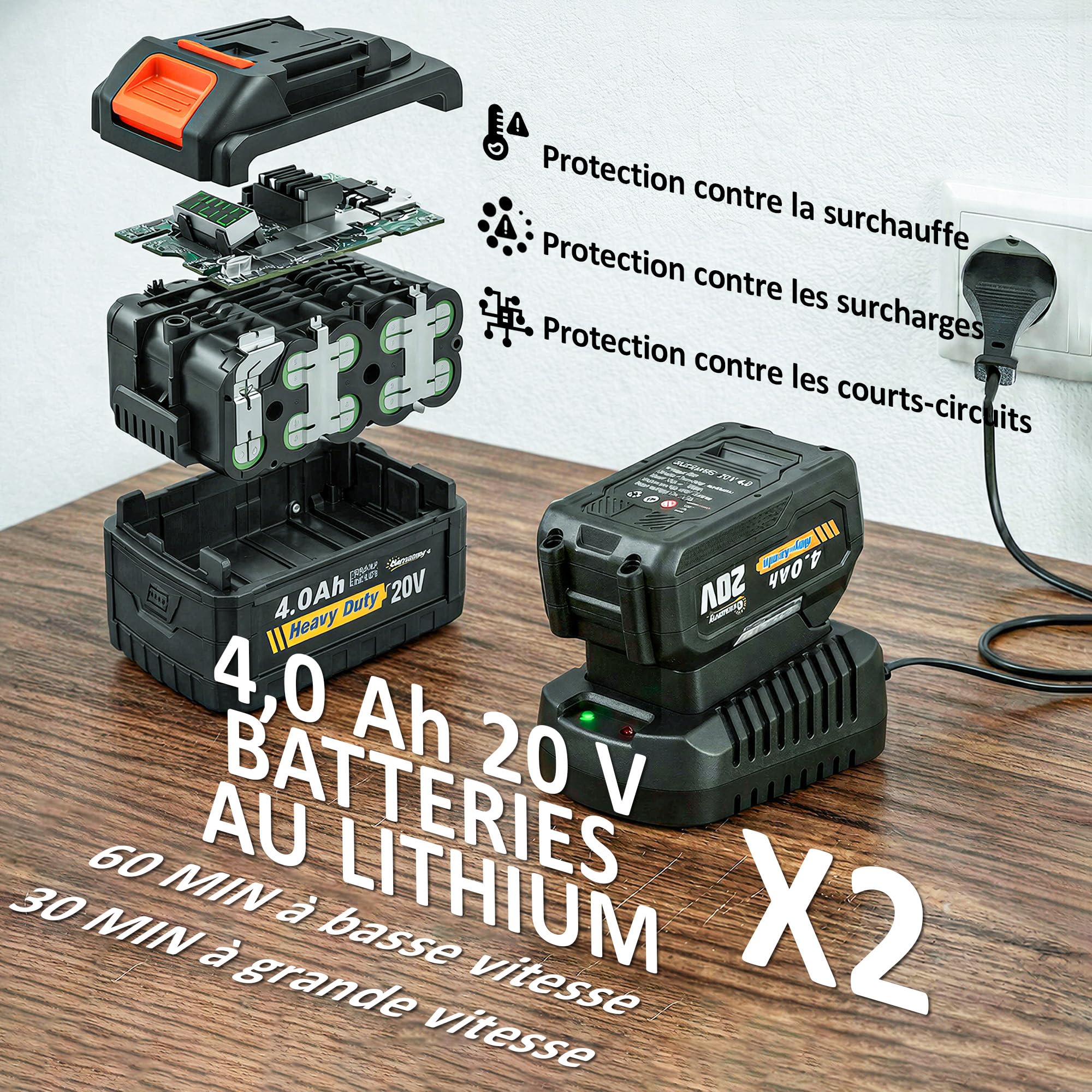 Outsunny Souffleur de Feuilles sans Fil Moteur Brushless Orange et Noir
