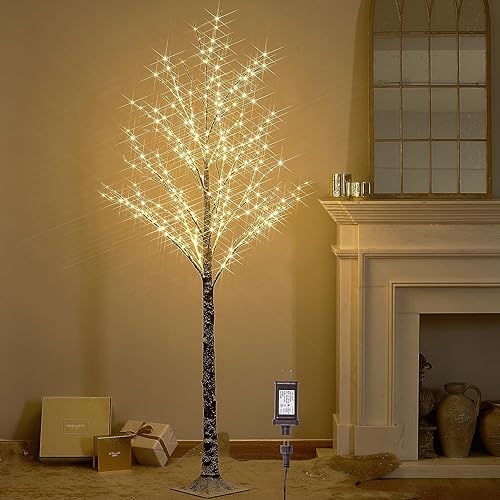 Miniatura 1 de LITBLOOM Árbol iluminado con luces de hadas de 6 pies, 330 LED, árbol nevado con luces para interiores y exteriores, hogar y decoración navideña