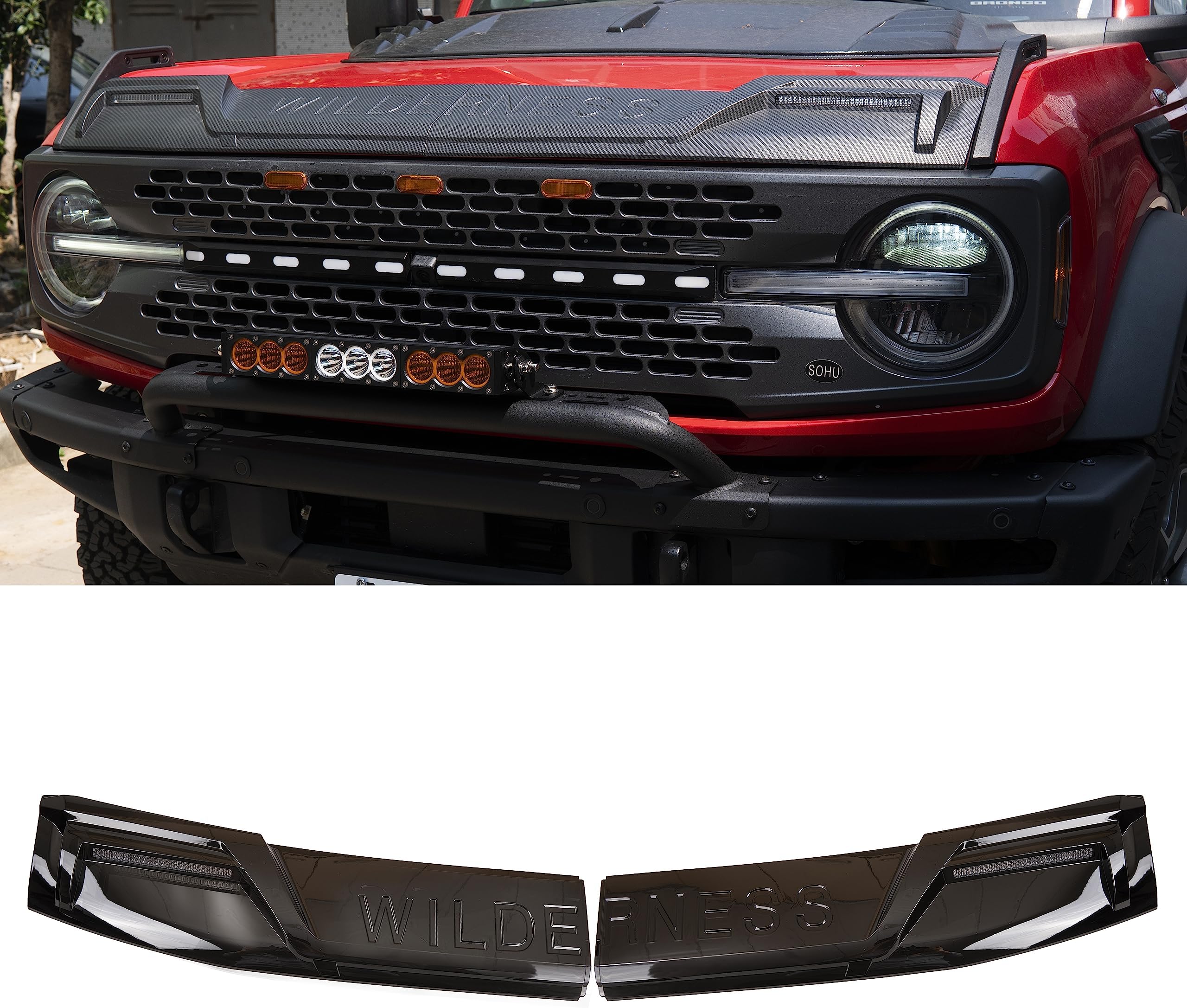 WOZUA Trail Armor Hood Guard, Hood Deflector Hood Protector,1-Piece, Black, Fits Ford Bronco 2021 2022 2023,Trail Armor Textured Black Hood Guard Shield Bug Deflector