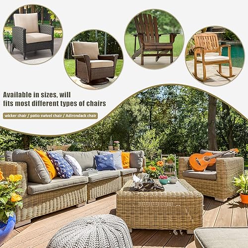 Miniatura 8 de COSFLY Fundas impermeables para sillas de patio para muebles de exterior, fundas de asiento profundo, fundas de muebles de césped para hasta 32