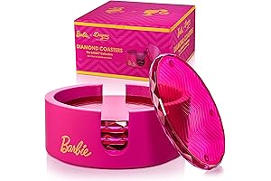 Barbie Crystal Glassware: Pink Diamond Coasters with Holder - Perfect Home Decor