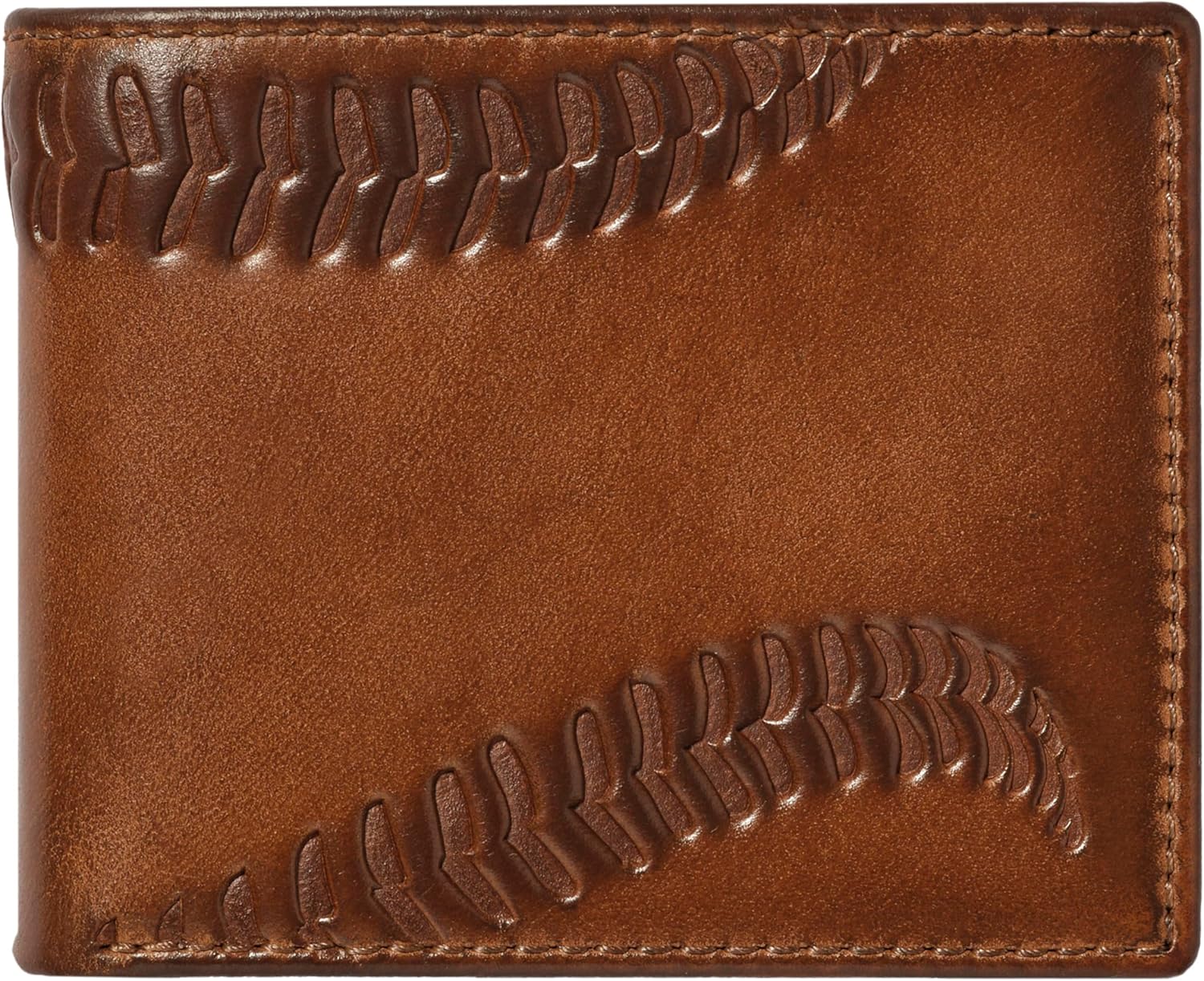 House of Jack Co. Baseball Wallet for Men, Leather Bifold with Two ID Windows, Full-Grain Cowhide Baseball Fan Gift, Brown