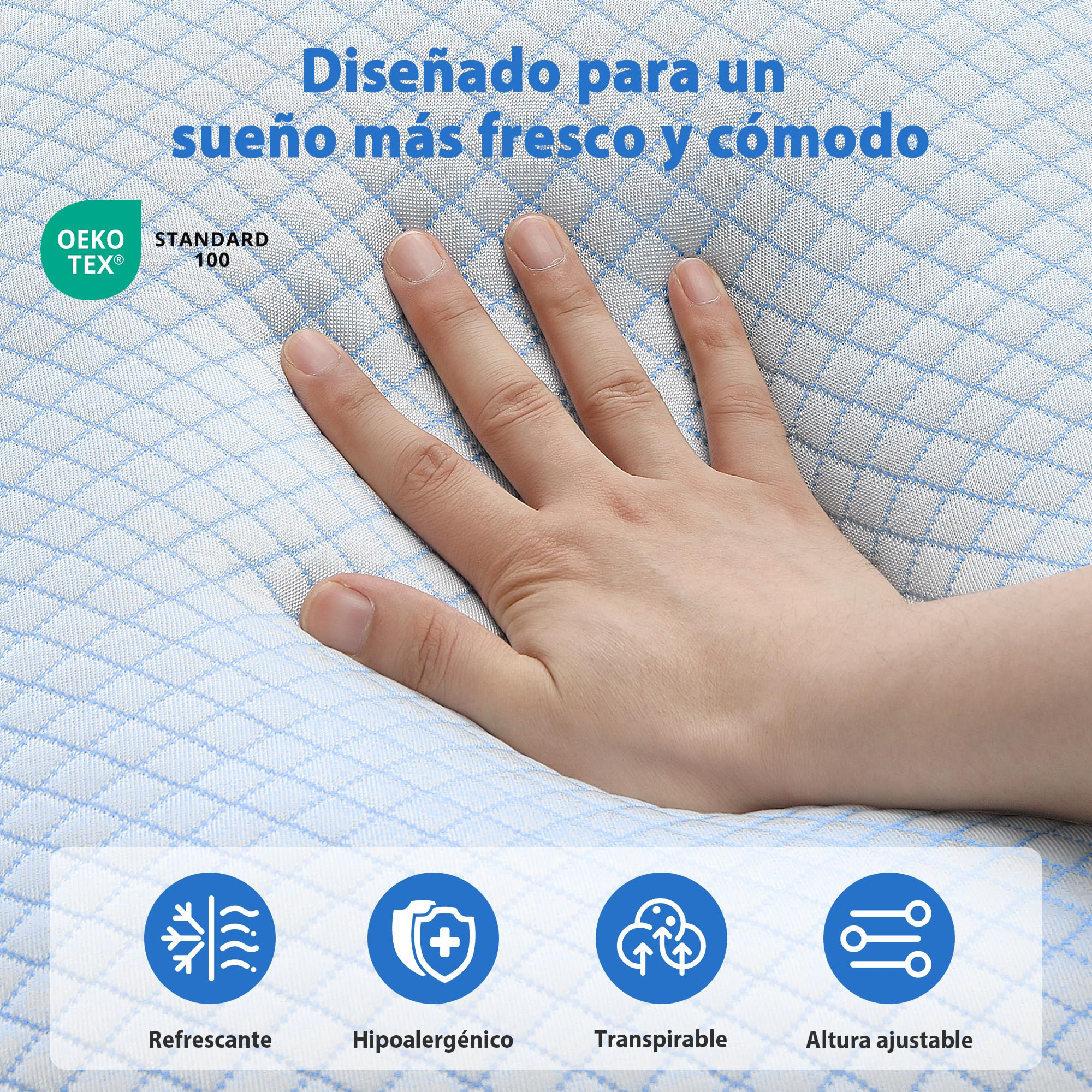 UNIKOME Almohada refrigerante 50x70CM Juego de 2, Almohada de Espuma con Memoria de Doble Cara, Almohada refrigerante frío/Calor extraíble,Verano/otoño,Primavera,Oeko-Tex