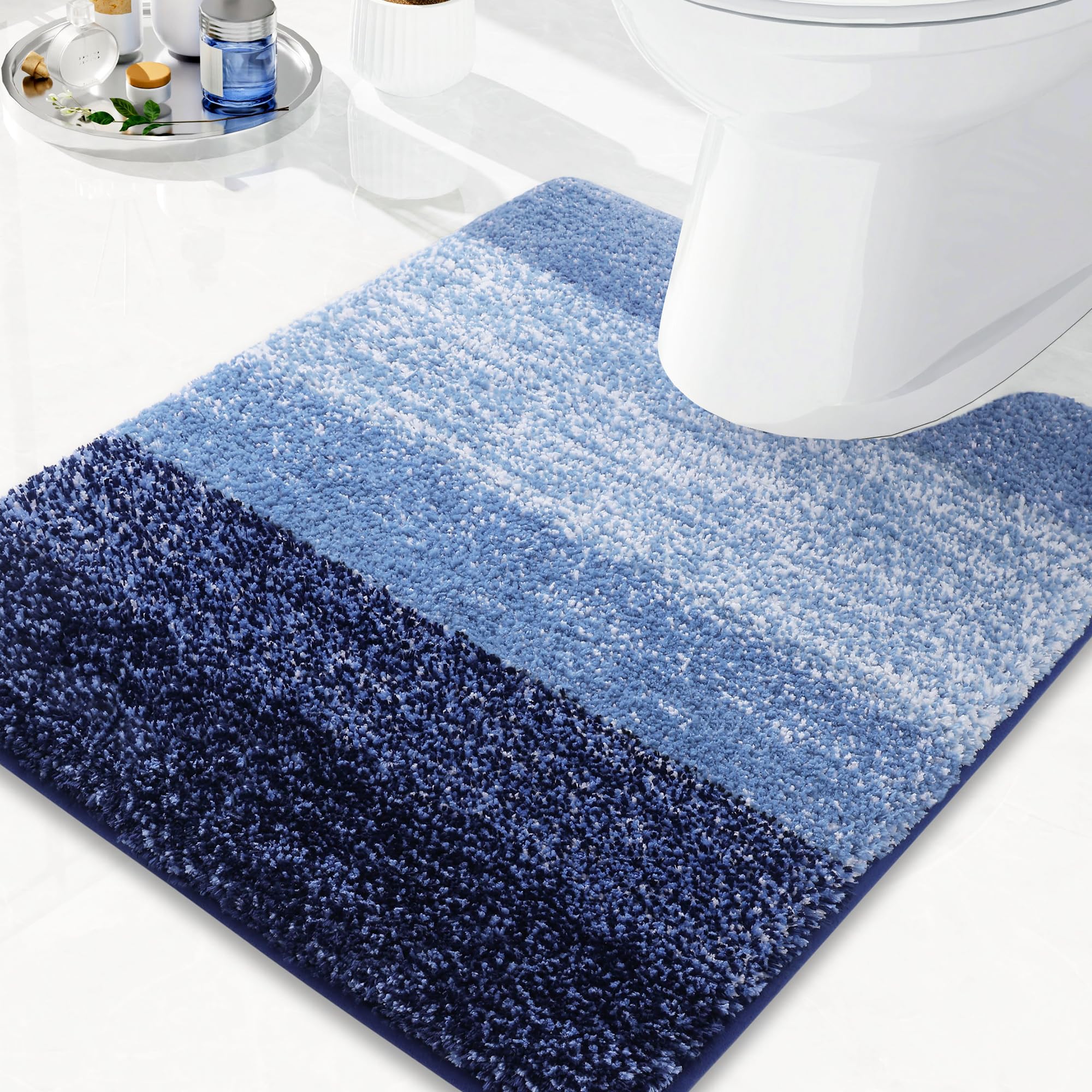 Arotive Microfiber Bathroom Rugs Shaggy Soft and Absorbent Contour Toilet Rugs Non-Slip Thick Plush Machine Washable Dry Bath