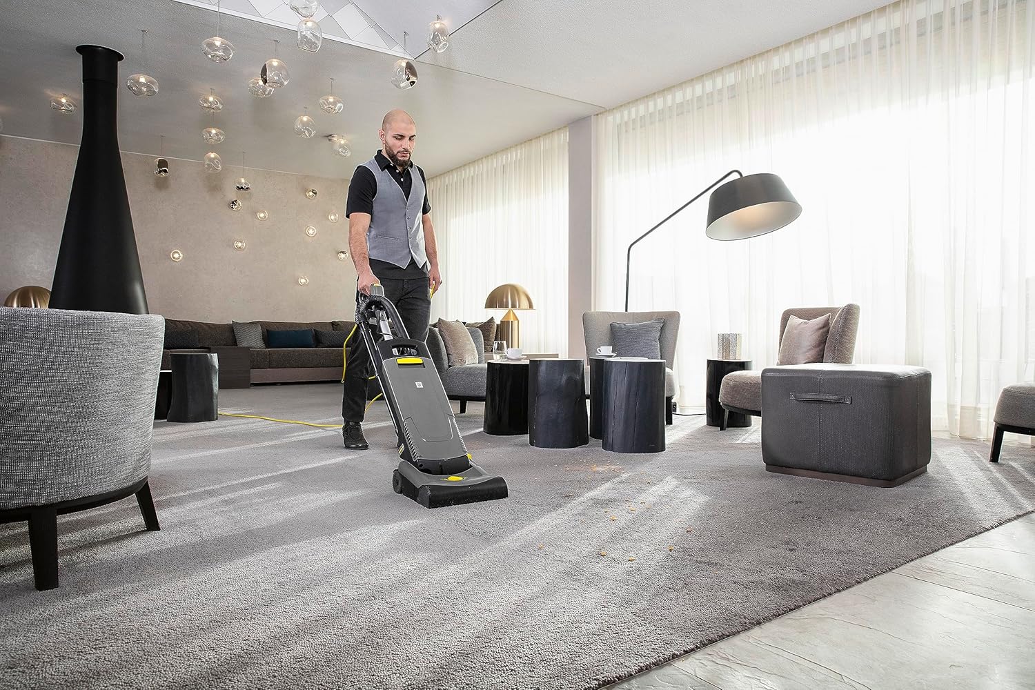 Kärcher Commercial Upright Vacuum Cleaner 12" - CVU 30/1 - Single Motor, Lightweight, HEPA - Ideal for Retail, Hospitals and Building Service Management - 40 ft. Power Cord