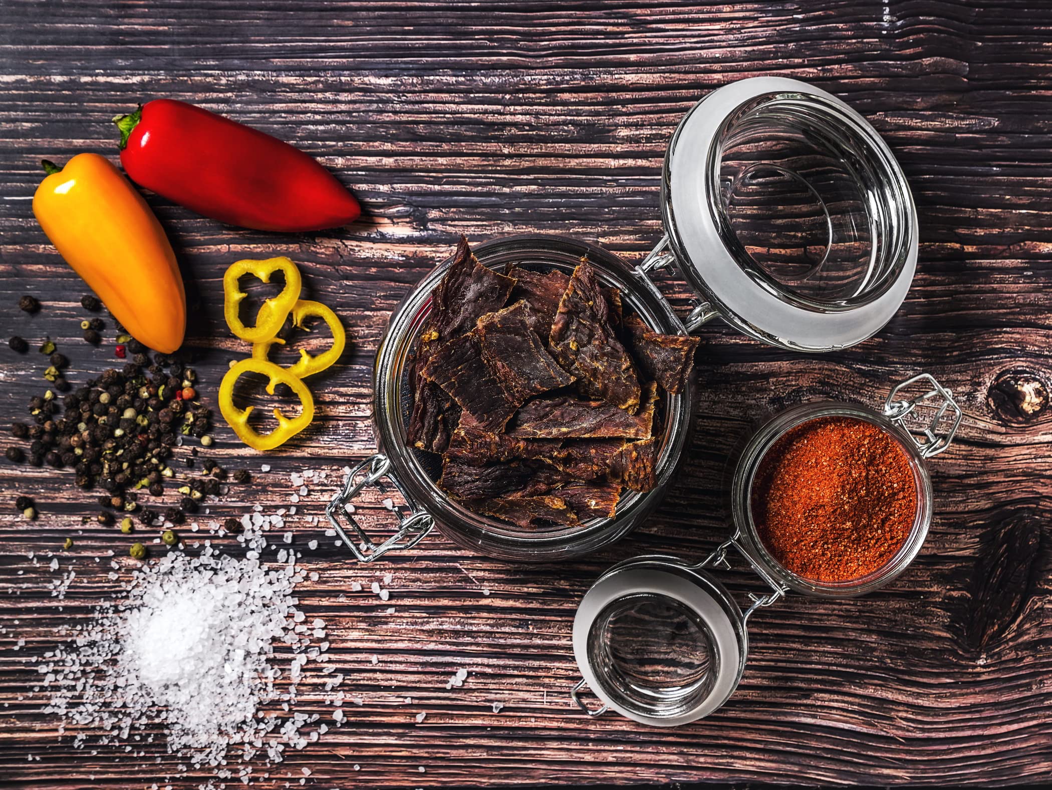 Craftsman Beef Jerky Pepper | Trockenfleisch aus Deutschland - Bayern | Set 5 x 100g = 500g | 100% natürlich ohne Zucker | 100% Rind | High Protein 68% | Dörrfleisch Pfeffer