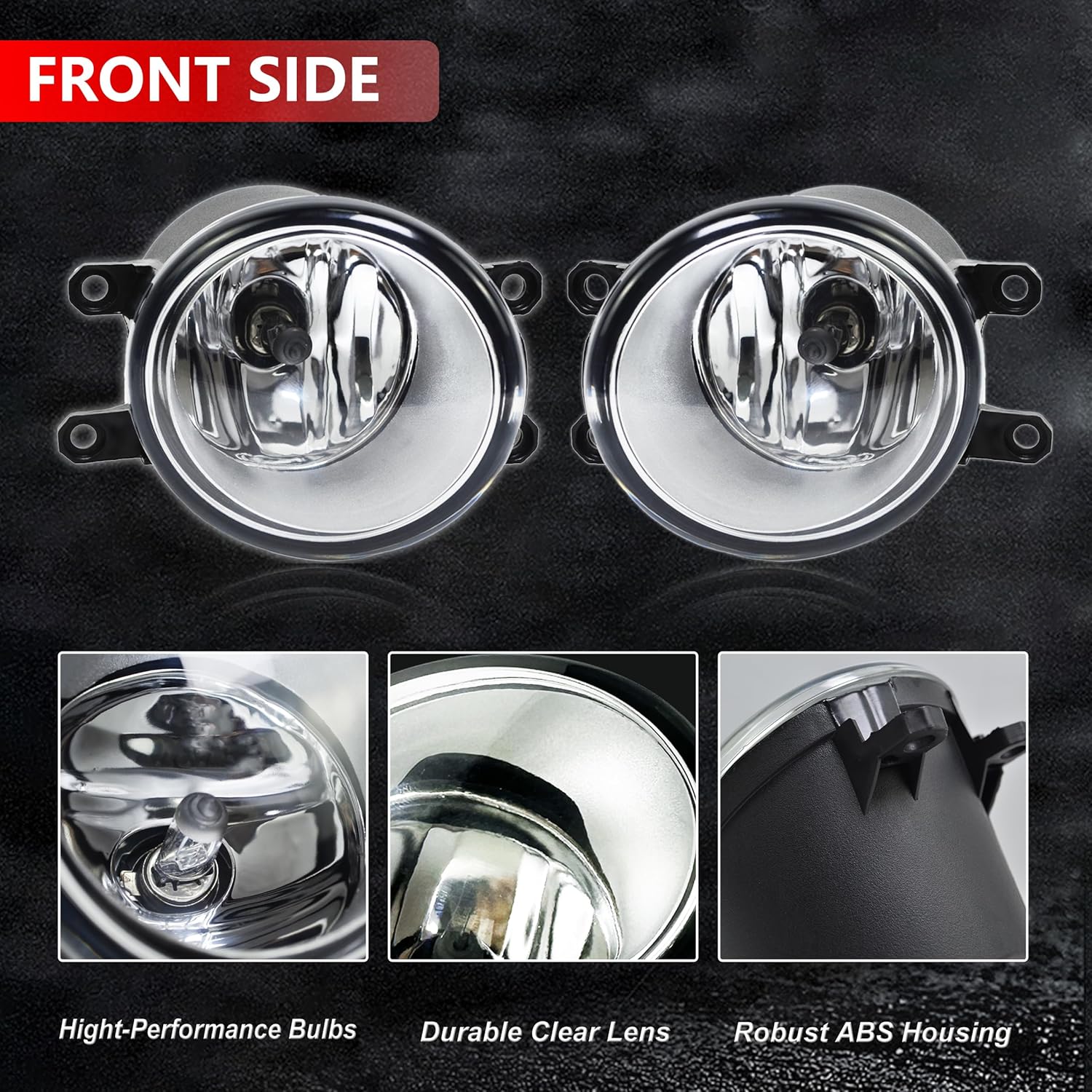 Fog Light Assembly Compatible with 2006-2013 Toyota Venza/Camry/Corolla/Highlander/RAV4/Prius & Lexus GS350/HS250h/RX350 - Left & Right Pair with H11 55W Bulbs (Clear Lens)