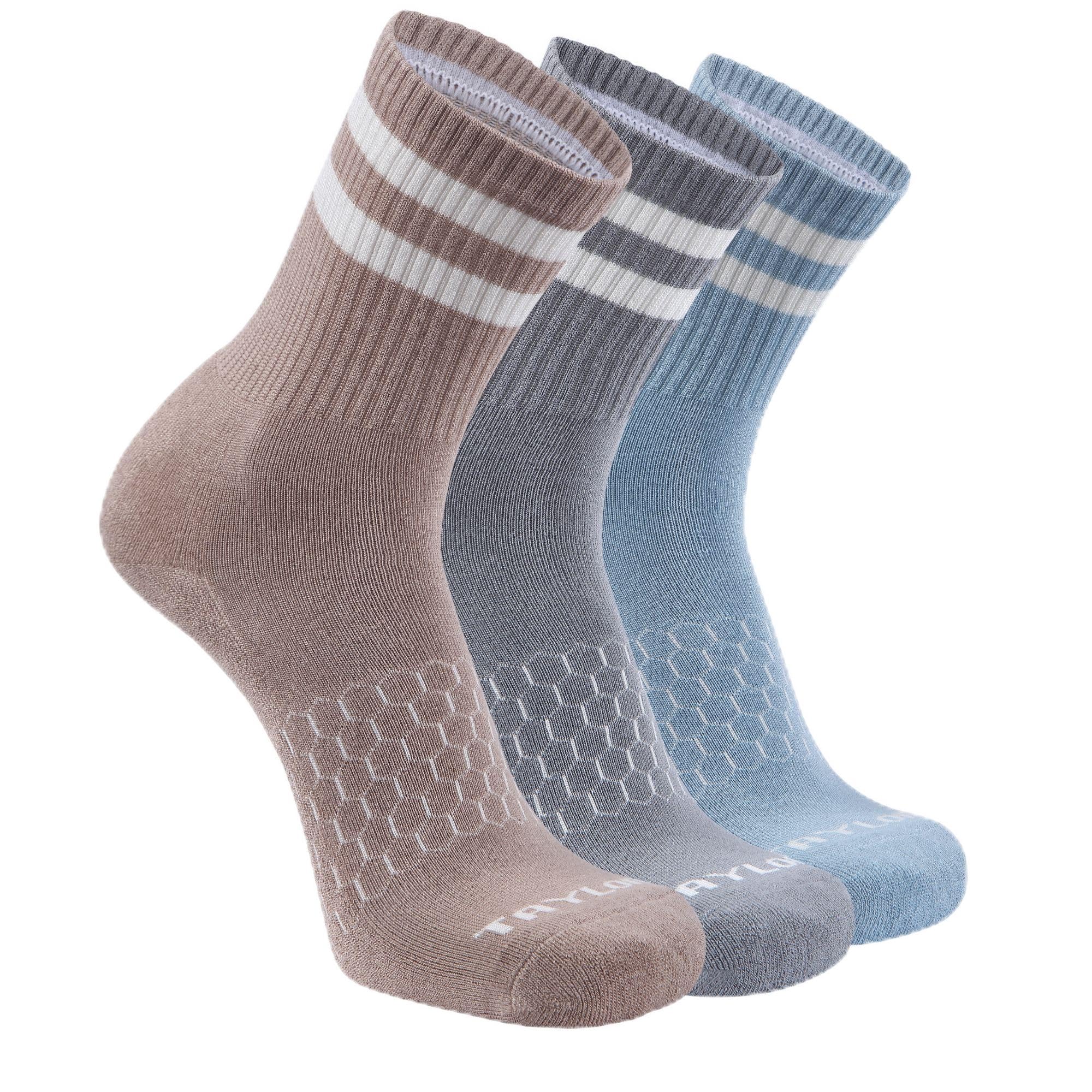 linton taylor Unisex Bamboo Crew Socks for Men & Women – Classic Retro Striped, Breathable, Cushioned, Odor-Free 3-Pack-picture-18