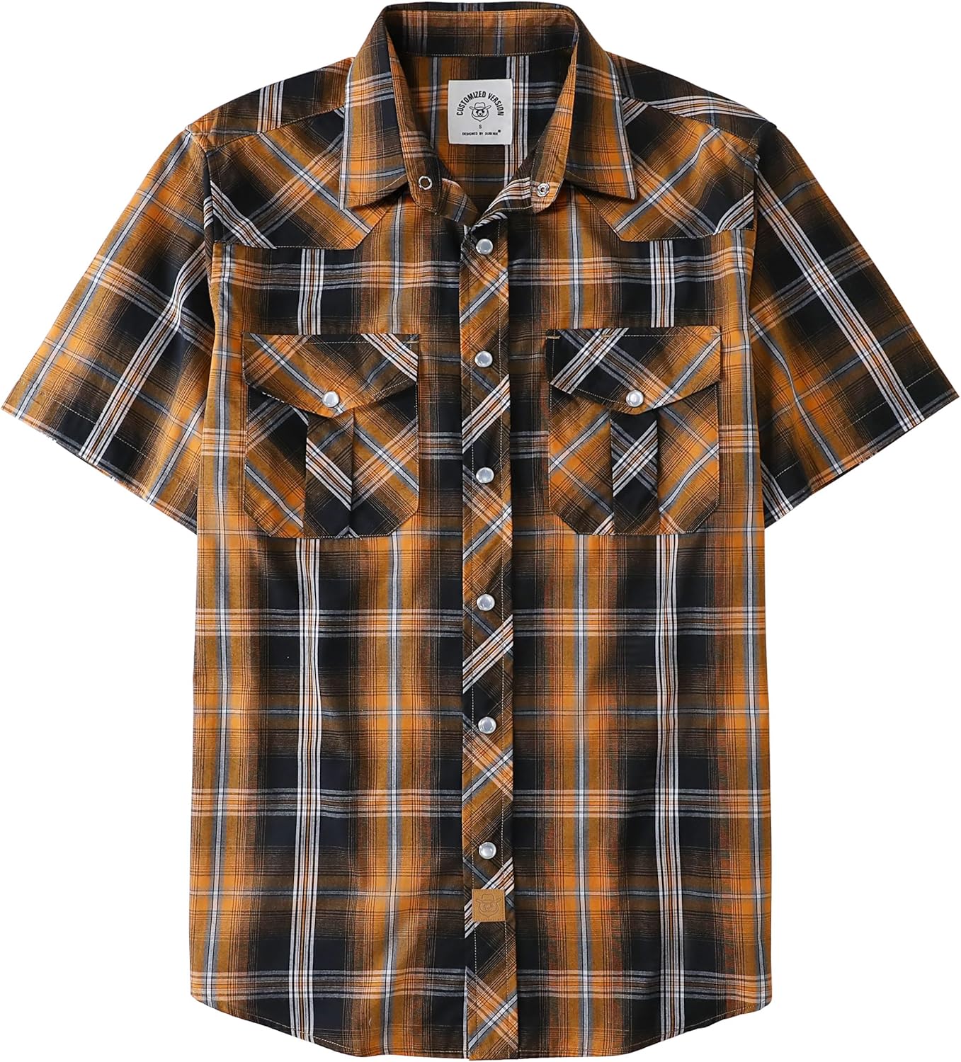 Dubinik® Western Shirts for Men Short Sleeve Plaid Pearl Snap Shirts for Men Button Up Shirt Cowboy Casual Work Shirt