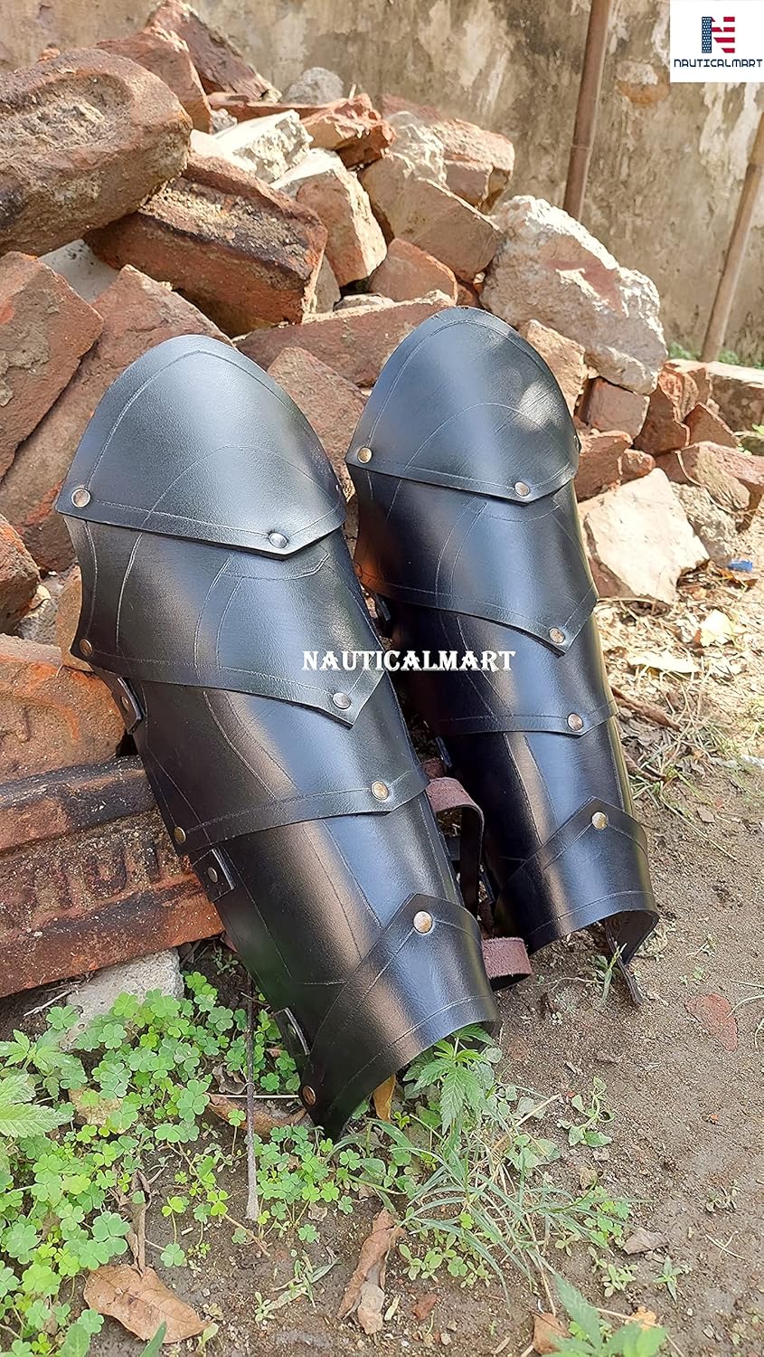 Nautical-Mart Medieval Leg Armor Leather Greaves Halloween Costume