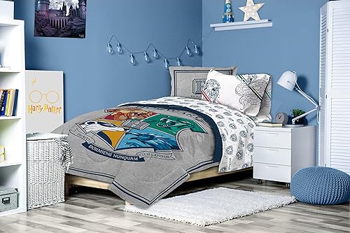 Vista 7 de Jay Franco Harry Potter Stand Together 7 Piece Full Size Bed Set - Includes Comforter & Sheet Set - Super Soft Kids Bedding Fade Resistant Gris