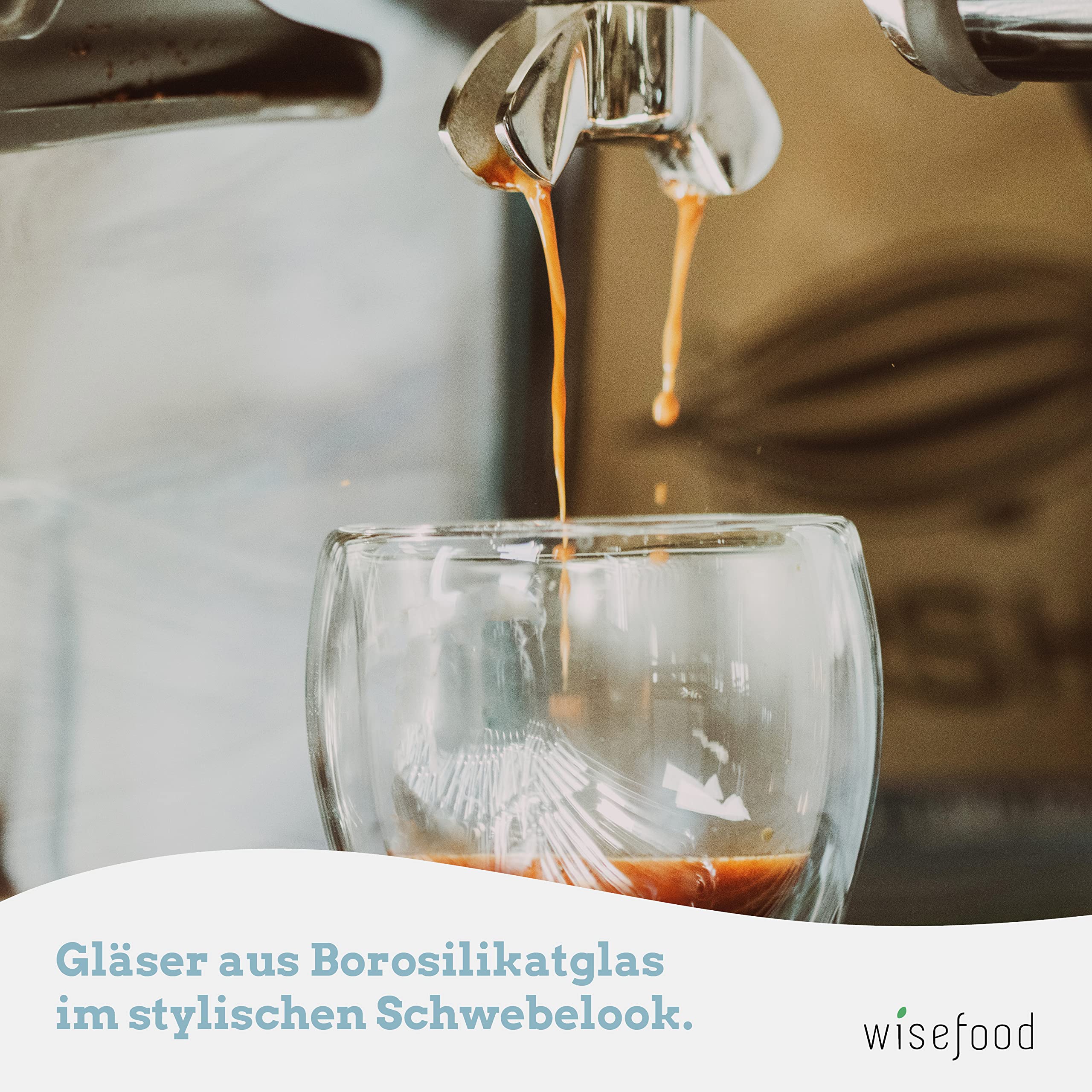 wisefood Bicchieri da espresso 80 ml, 63 x 4 set (252 bicchieri), bicchieri termici a doppia parete con effetto isolante, in vetro borosilicato