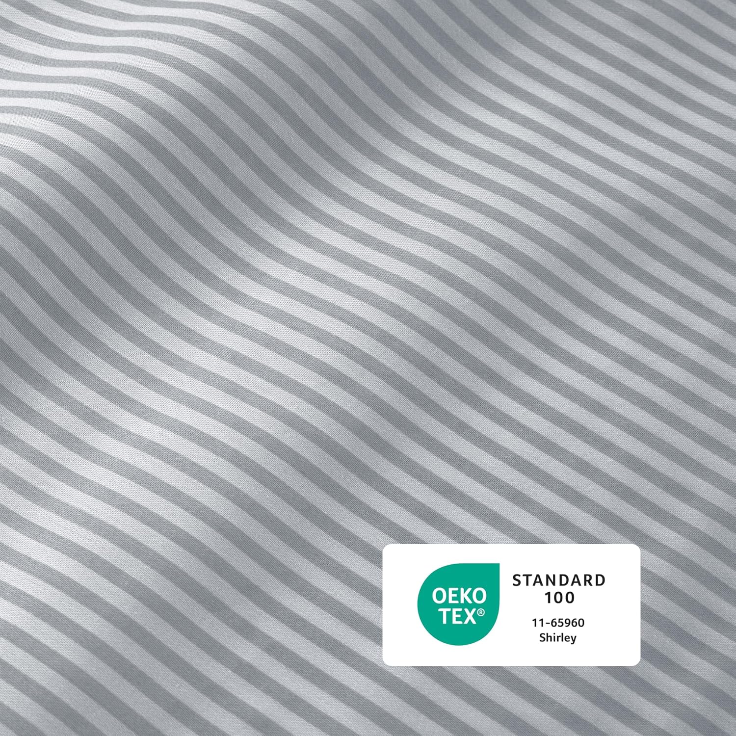 Izod Sateen Silky 4Pc King Size Bed Sheet Set, Deep Pockets - fits Upto 17", Smooth & Buttery Feel Sheet Set, Long-Staple Soft Combed 100% Cotton Bed Sheet, Hotel Luxury Bedding - Grey Stripe - Image 5