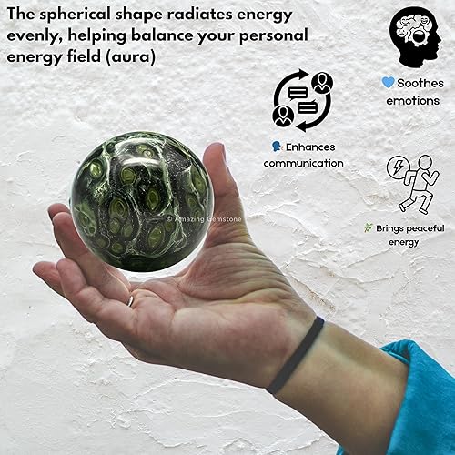 Vista 495 de Amazing Gemstone Black Tourmaline Crystal Ball with Stand - 2" Inches Crystal Sphere Meditation Balls for Witchcraft and Decorative Balls