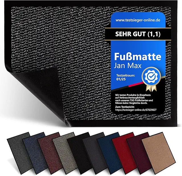Zwarte Deurmat Jan Max - Sterke Vuil- en Vochtabsorptie, 40x60cm Anthraciet