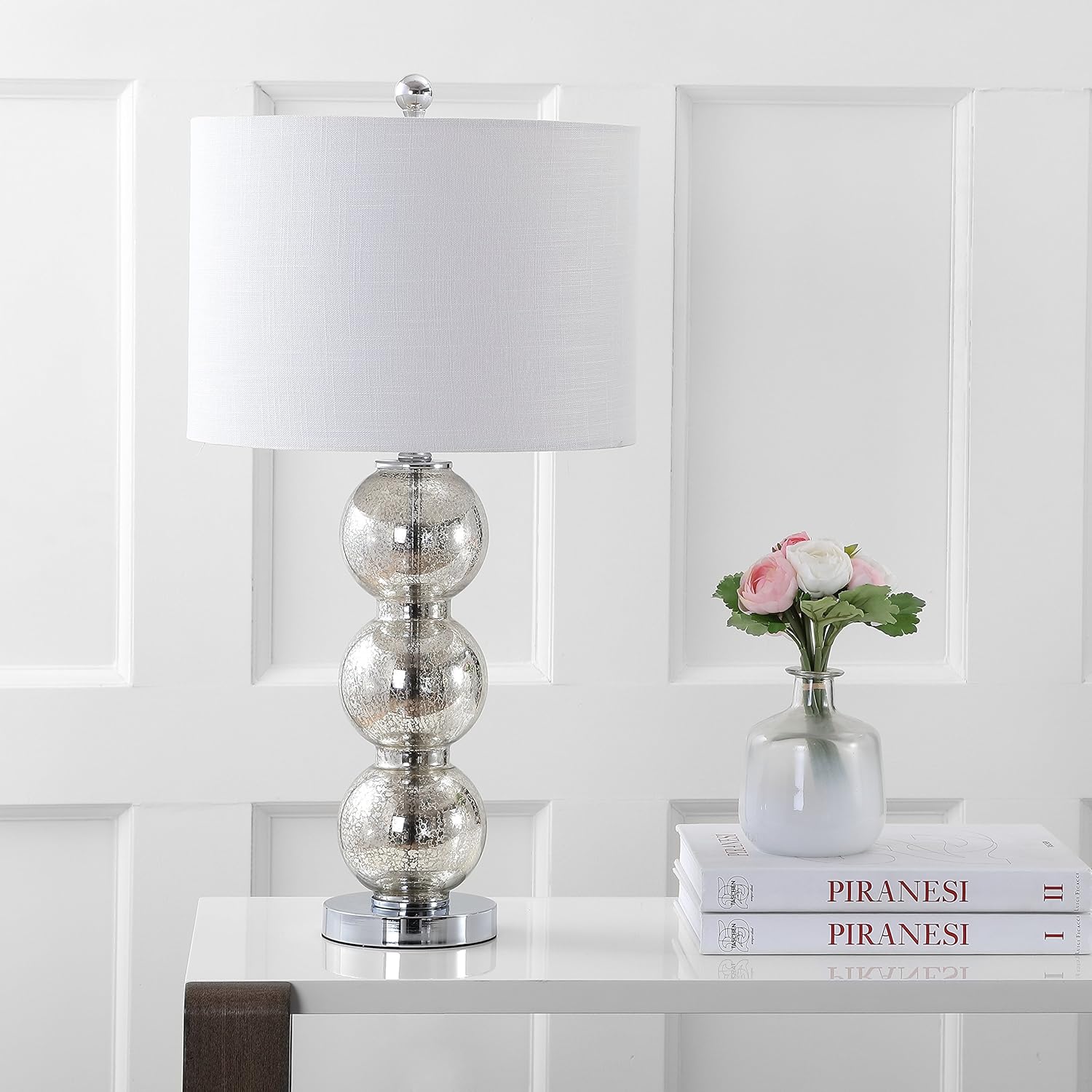 ❤ Crazy Deals JONATHAN Y JYL1070B-SET2 Bella 27 Glass Triple-Sphere LED Table Lamp Contemporary,Transitional for Bedroom, Living Room, Office, College Dorm, Coffee Table, Bookcase, MercurySilver/Chrome(Setof2)