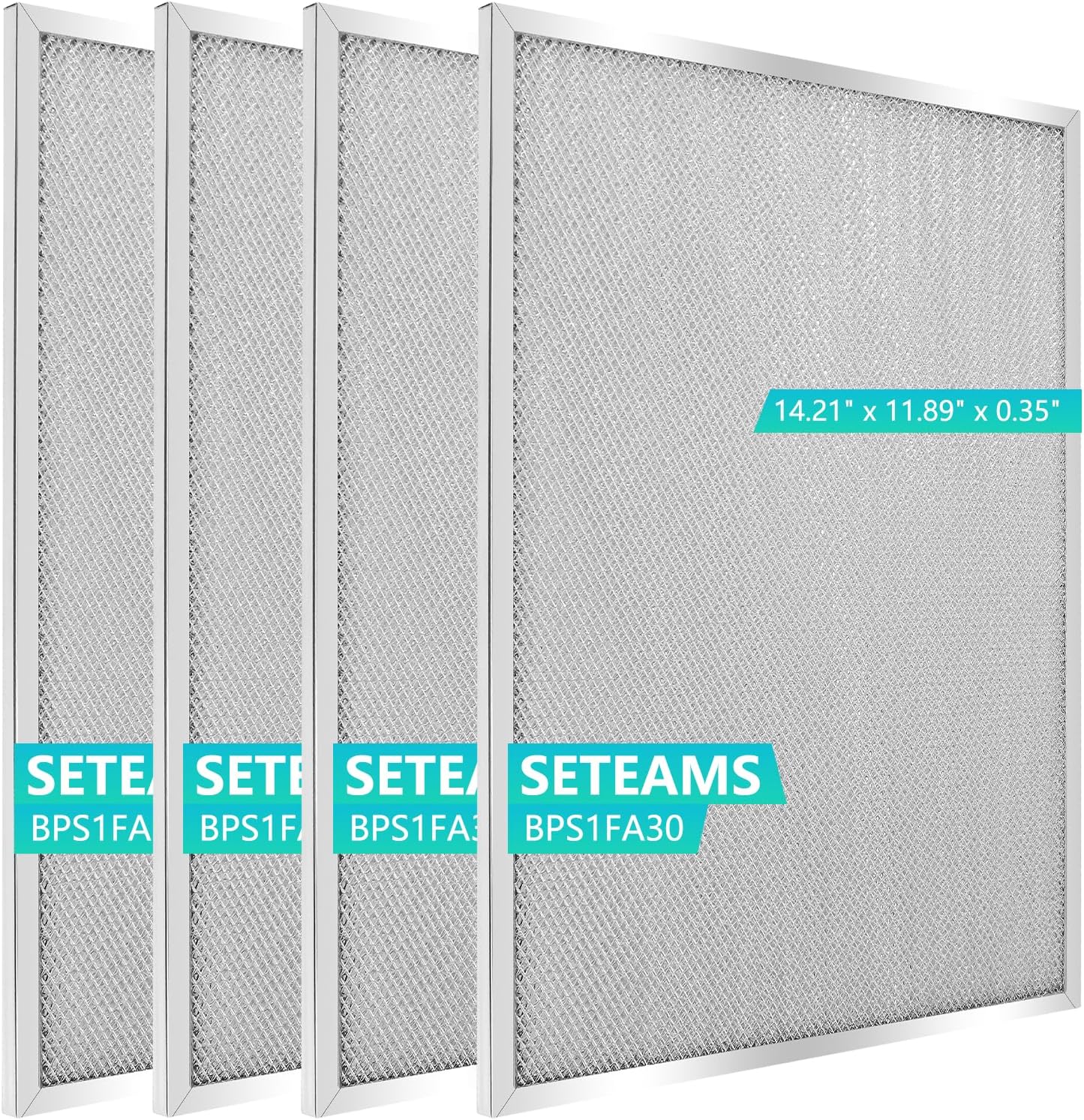 BPS1FA30 Universal Range Hood Filter Replacement 14.21"x11.89"x0.35" - Aluminum Frame & Mesh - Heavy Duty Grease Filter - 4 Pack by seteams
