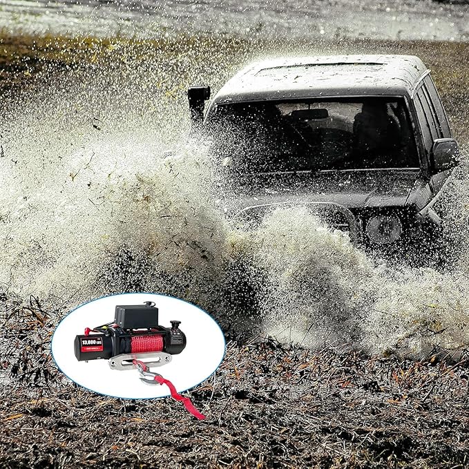 Winche Eléctrico 10000LBS, IP67, Cable de Acero 80Ft, Control Remoto Inalámbrico, 12V miniatura 6