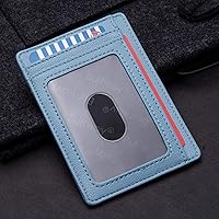 Vista 8 de Buffway - Billetera delgada minimalista de cuero con protección RFID para hombre y mujer Café Lichee