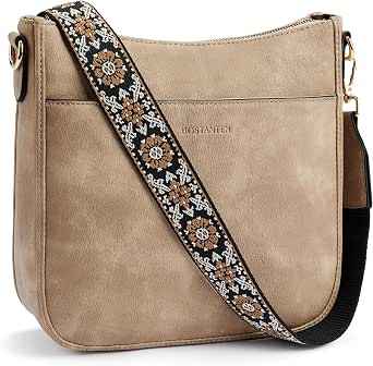 BOSTANTEN Crossbody Bags for Women Vegan Leather Purse with Wide Shoulder Strap
