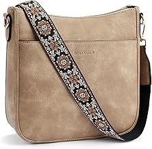 BOSTANTEN Crossbody Bags Handbags for Women Trendy Vegan Leather Hobo Purses Shoulder Handbags With Wide Shoulder Strap Light Brown