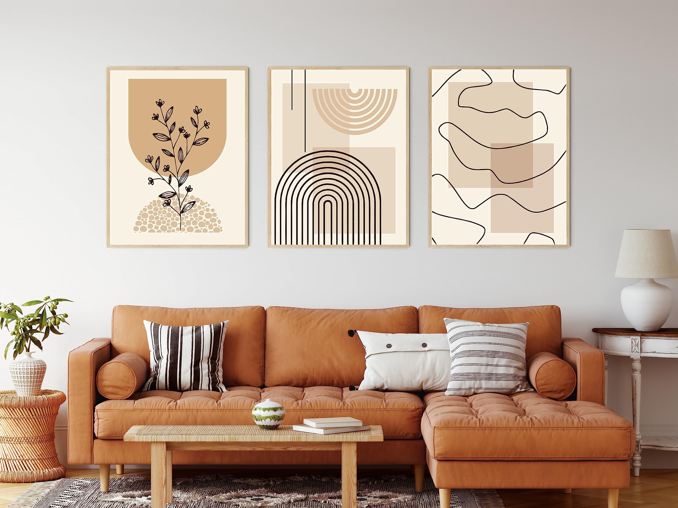 JNAOZI Abstract Line Geometry Pictures, Abstract Botanical Art Poster, Interior Home Decor Wall Art