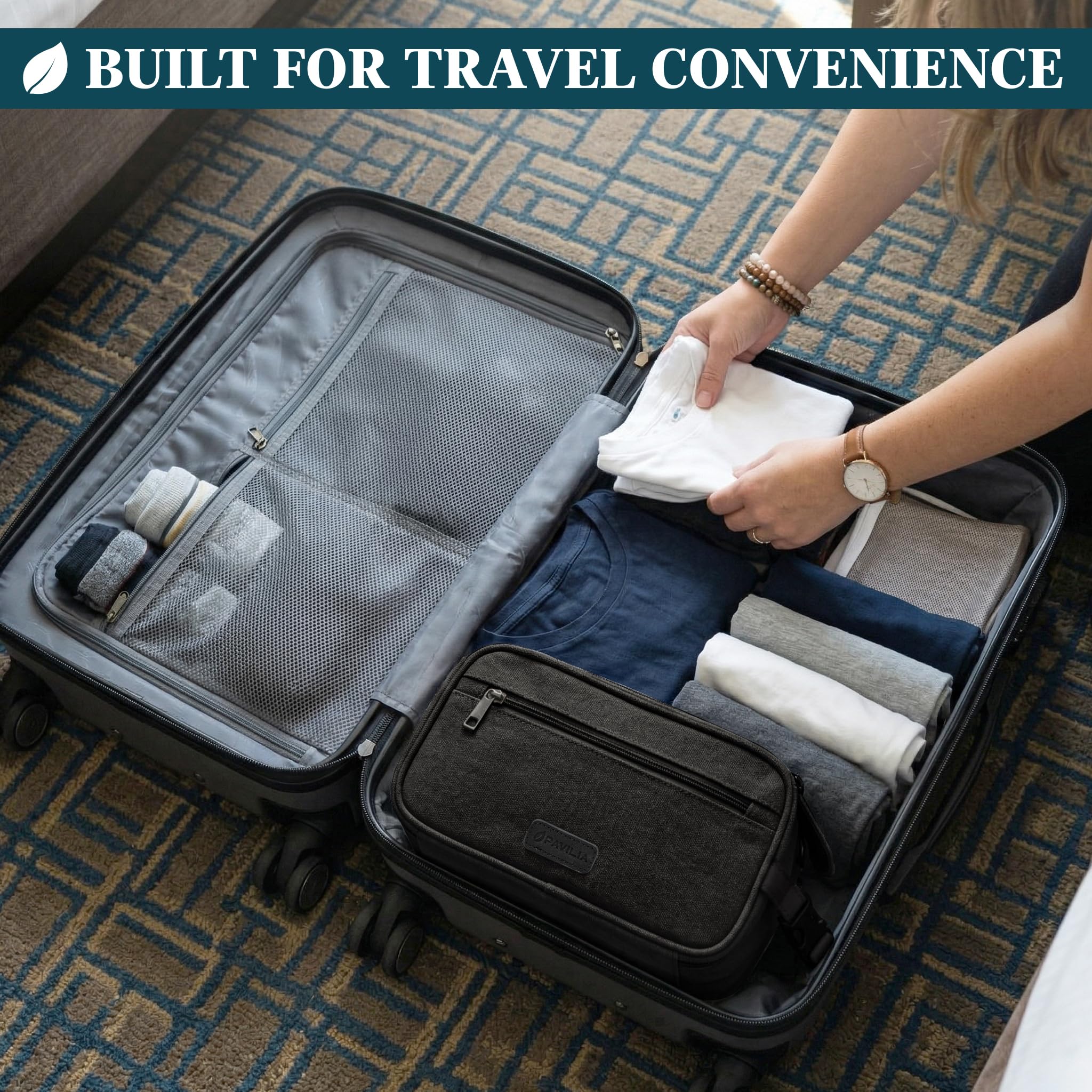 PAVILIA Toiletry Bag Travel Dopp Kit Organizer for Men and Women