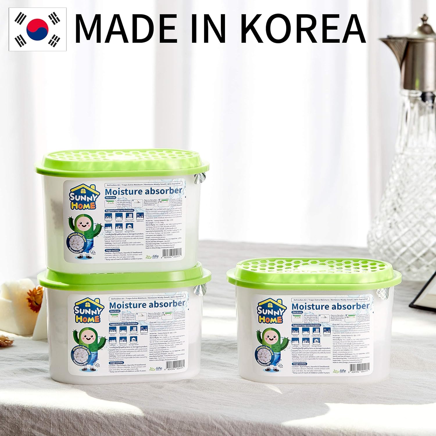 Sunny Home (24 Pack) Moisture Absorbers 9.17oz, Unscented, Odor Eliminator, Dehumidifier and Deodorizer for Closet, Bathroom, Kitchen in Home & RVs. WHITE