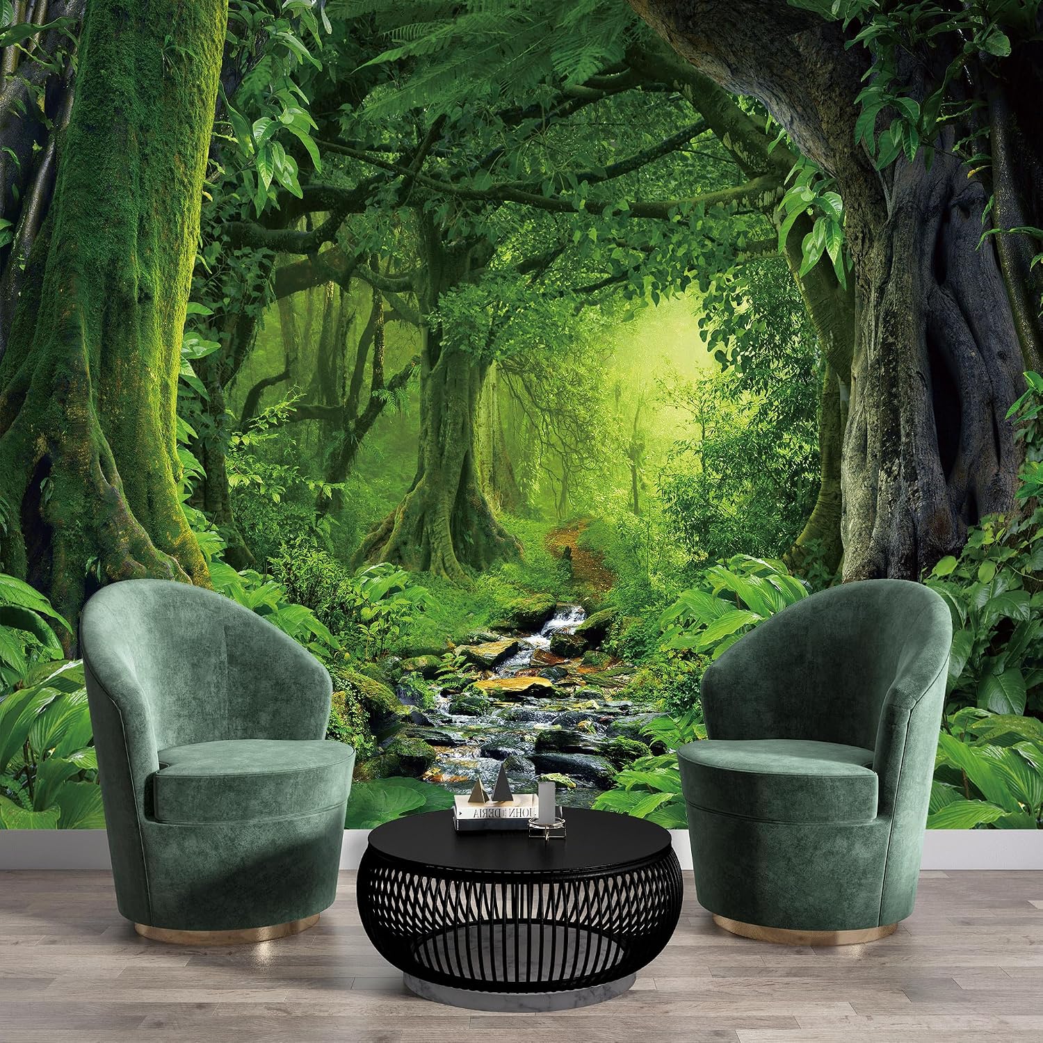 AMUGISH Nature Forest Wallpaper Wall Mural Tapestry Peel and Stick | Bathroom Bedroom Living Room Laundry Nursery