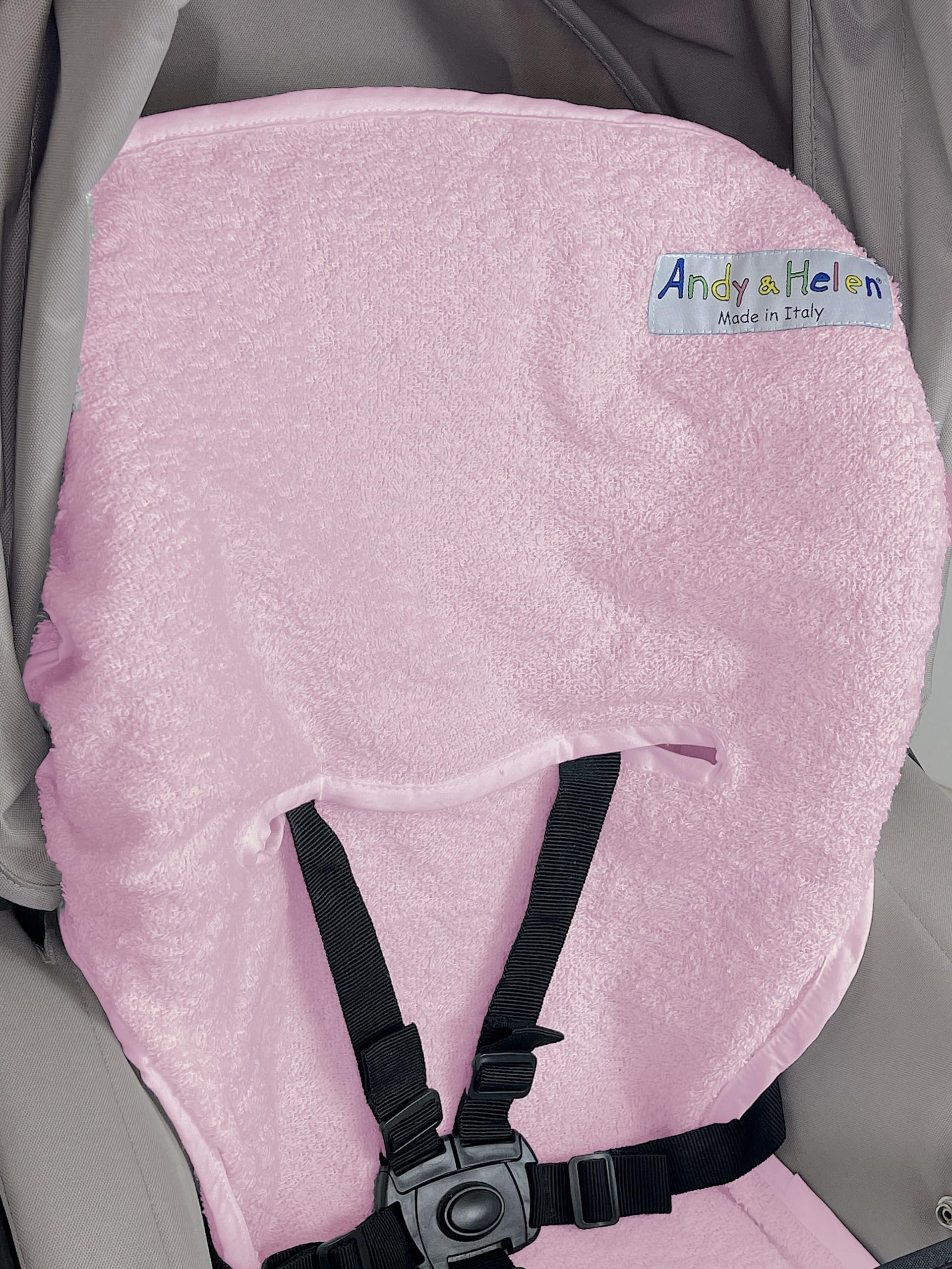 Andy & Helen 9002 Copri Passeggino Spugna di Cotone 100% Copriseduta Universale, Antiallergico per Bambino e Neonato - Made in Italy (Rosa)