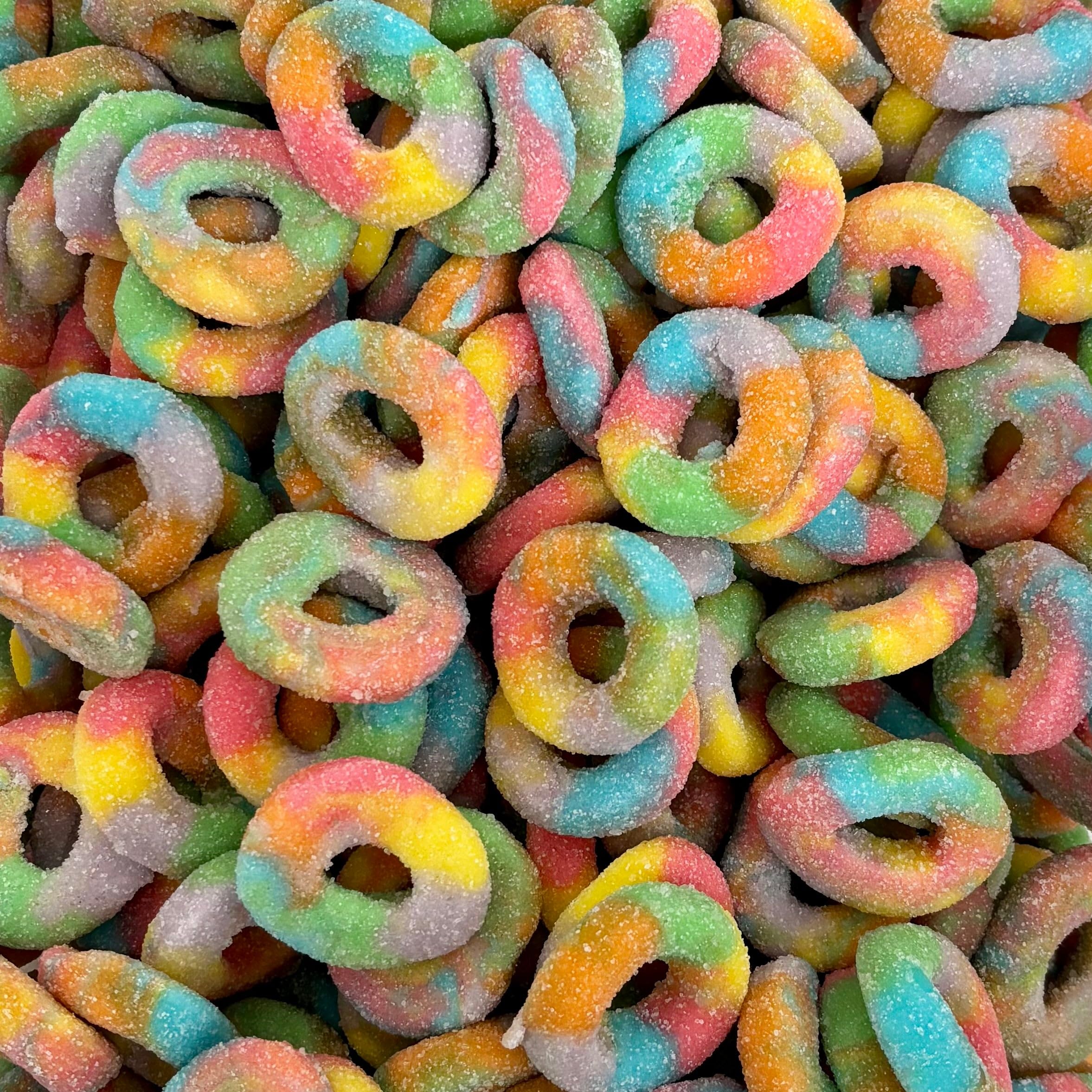Rainbow Rings Retro Sweet Shop Jar by The Gourmet Sweet Company