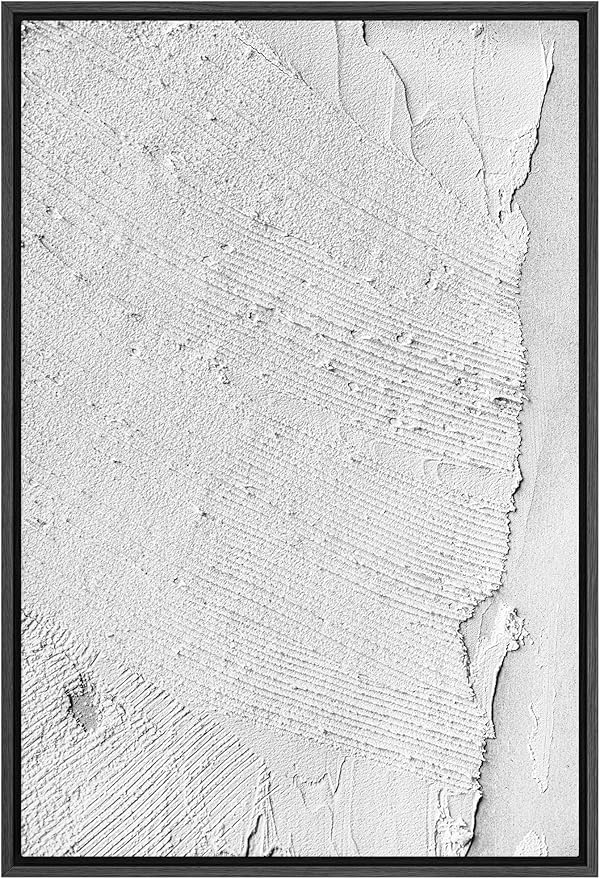 SIGNFORD Framed Canvas Print Wall Art White Grunge Paint