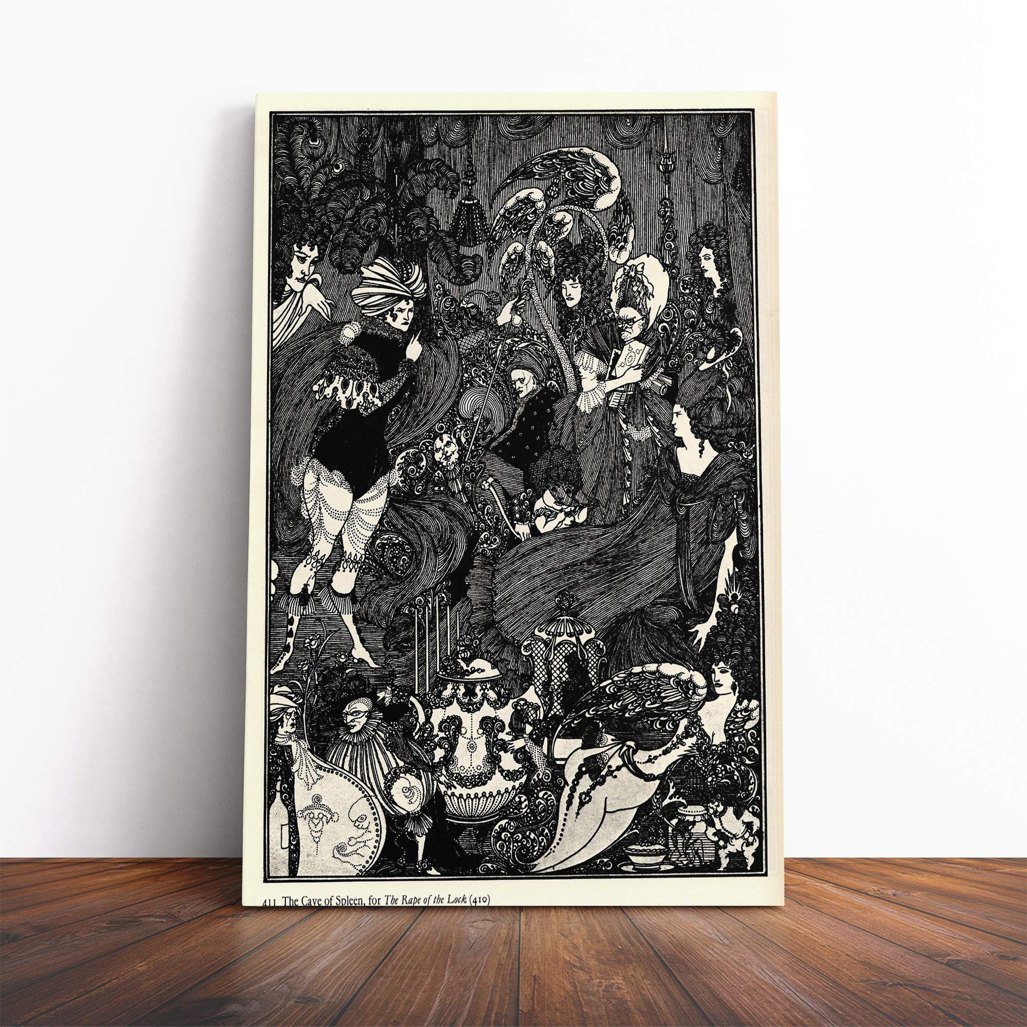 Aubrey Beardsley The Cave of Spleen Canvas Print | Gallery Wrapped 30mm Frame Wall Art | 20x14 inches | Ready to Hang | Modern Picture | Living Room Bedroom Lounge Office