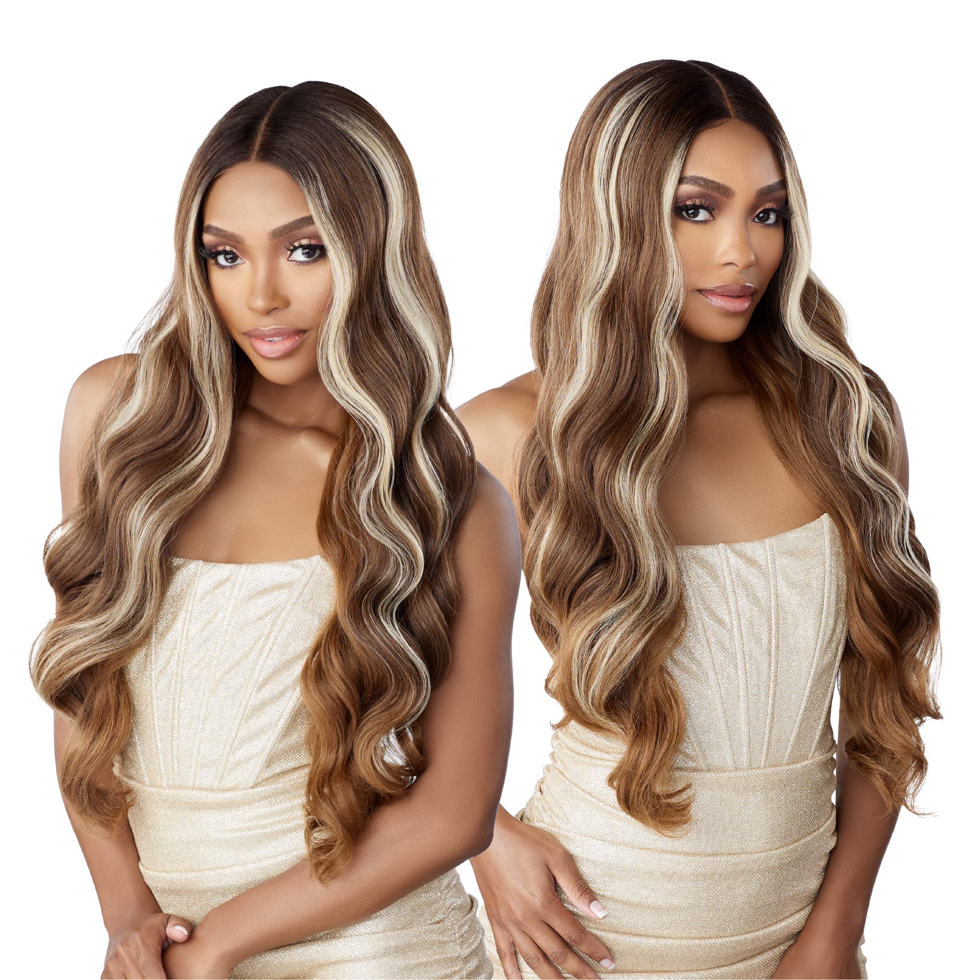 Sensationnel Butta Lace Wigs - Unit 31 Extra Wide 5 Inch Deep Parting Synthetic Preplucked Hairline Glueless Lacefront (BALAYAGELATTE)