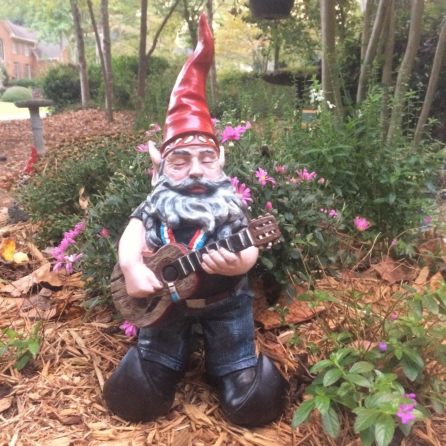 "Willie Elfson The Country Star Gnome Pickin' On His Old Guitar Home & Garden Gnome Statue 14.5" H