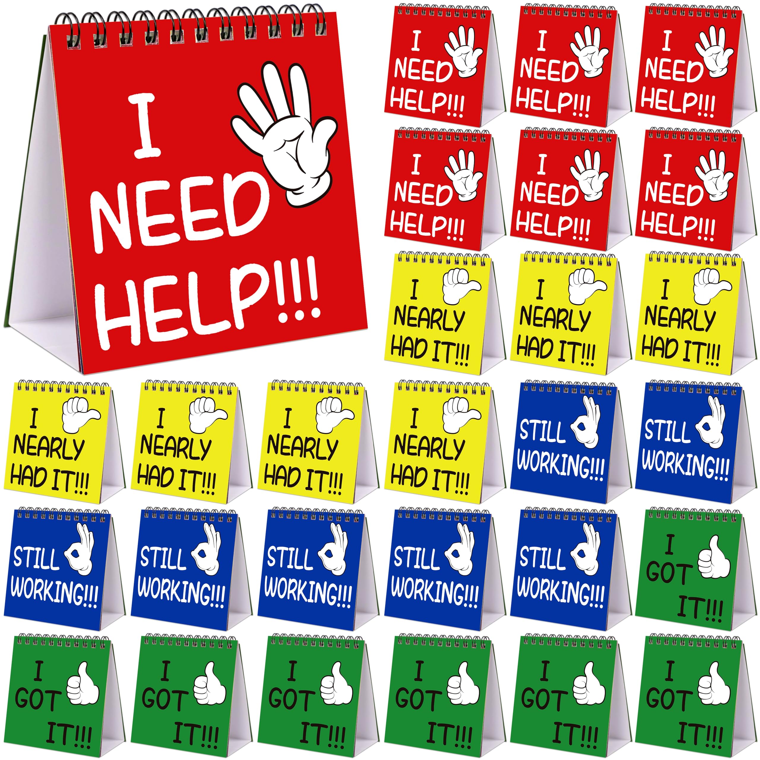 28PCS I Need Help Mini Flip Chart Signs Classroom Teacher Supplies Self Assessment Cards Behavior Management Education Tools for Kids Teachers