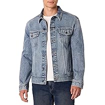 Amazon Essentials Giacca in Denim a Bassa Elasticità con Vestibilità Regolare Uomo, Lavaggio Chiaro Colorato, XXL