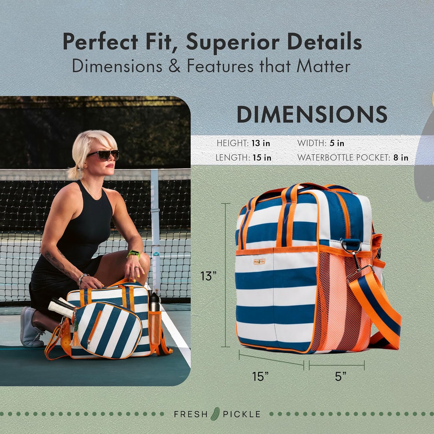 Lola Pickleball Tote Bag for Women - Designer Pickleball Bag with Paddle Storage, Zip Pockets & Shoulder Strap, Chic, Durable, Water-Resistant Pickle Ball Bags