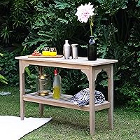 Vista 1 de Cambridge Casual Mesa consola de teca indonesia Auburn para exteriores, acabado gris envejecido, mesa decorativa de madera de teca duradera