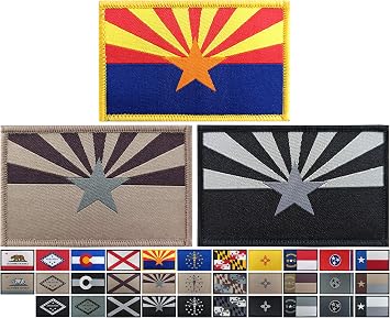 JBCD 3 Pack Arizona Flag Patch States Flags Tactical Patch Pride Flag Patch for Clothes Hat Patch Team Military Patch