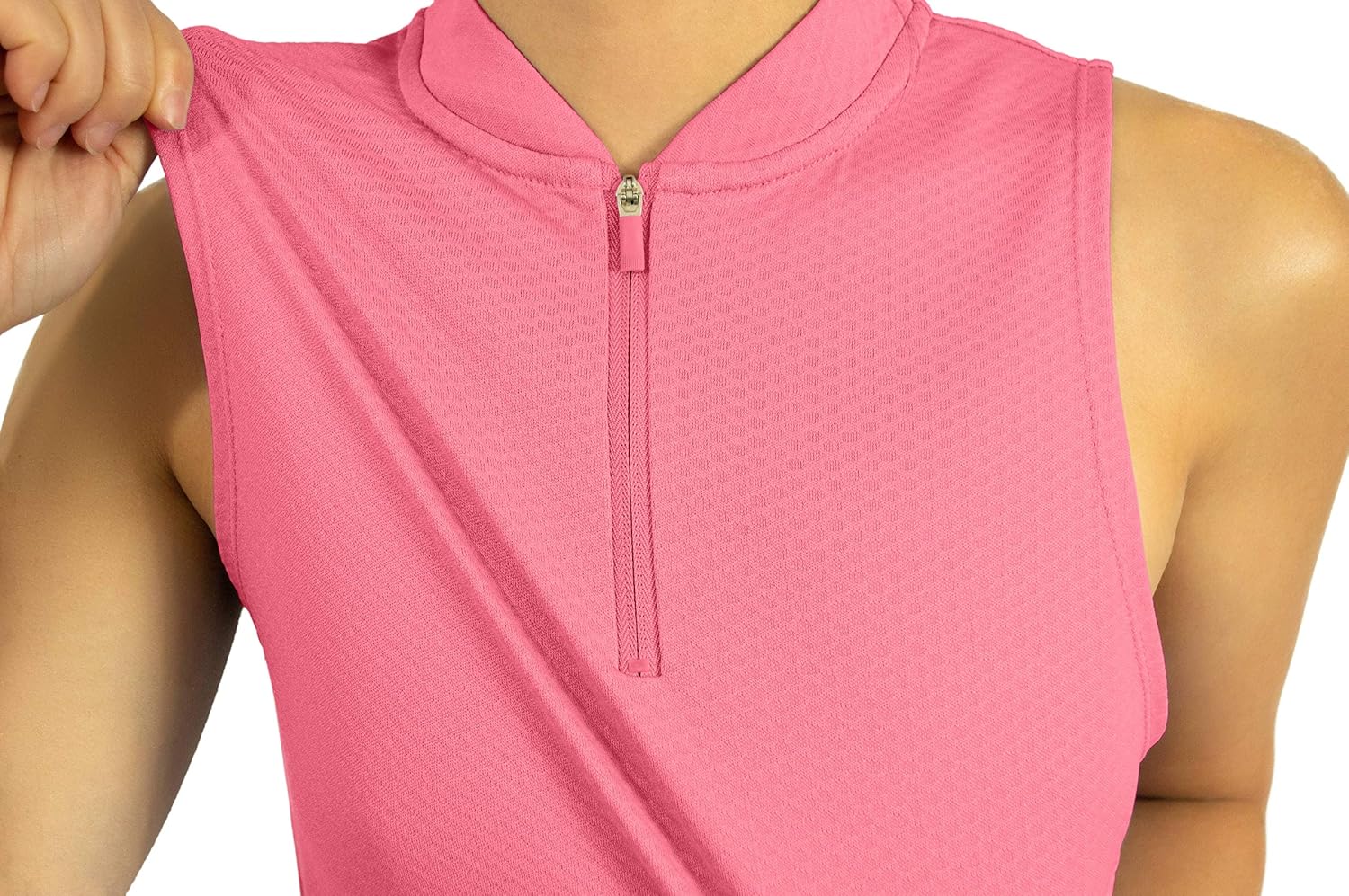 Three Sixty Six Womens Sleeveless Collarless Golf Polo Shirt with Zipper - Quick Dry Tank Tops for Women