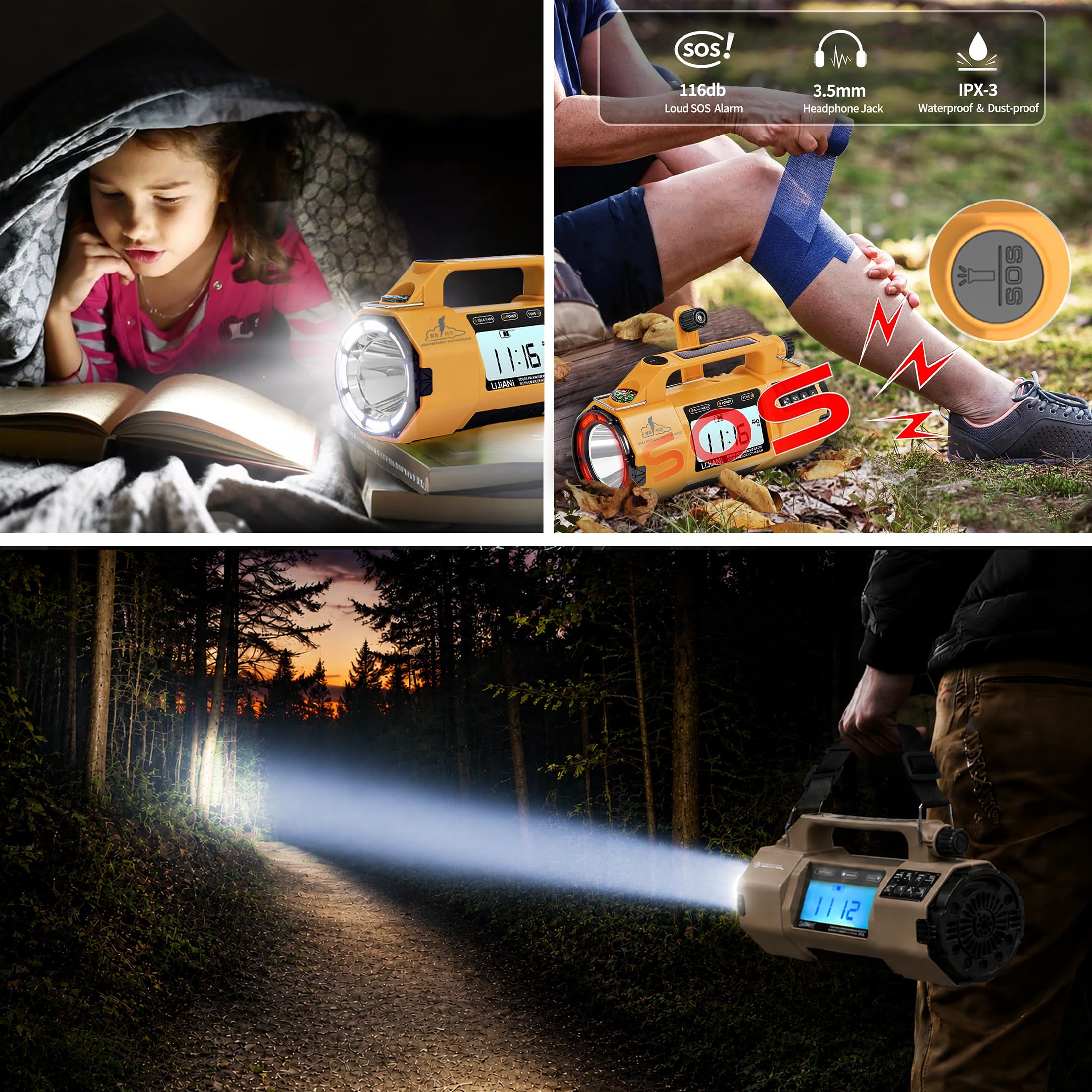 NOAA Emergency Radio - Hand Crank & Solar -4