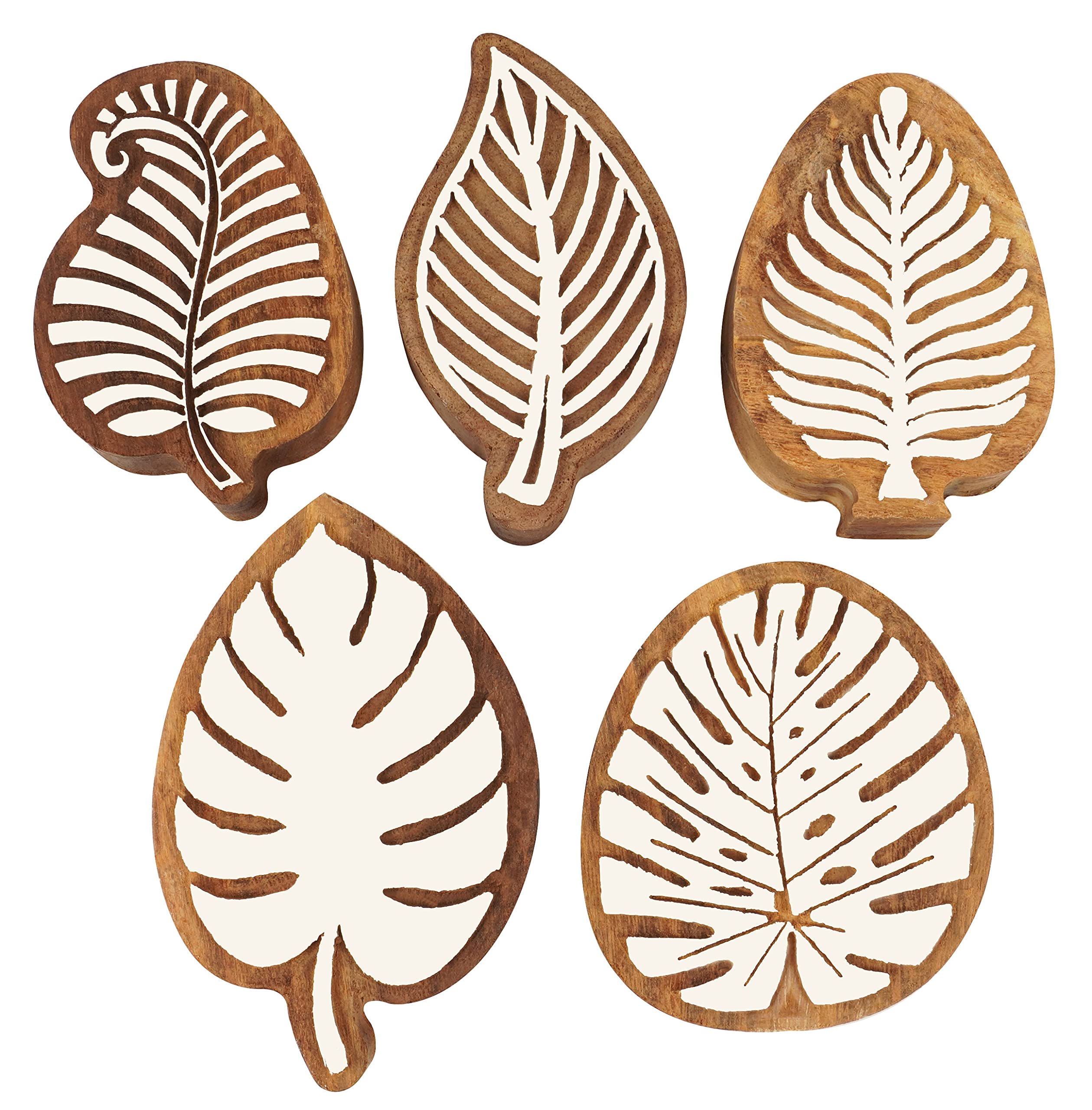 Bloc d'impression en bois fait main motif feuille tropicale pour tissu