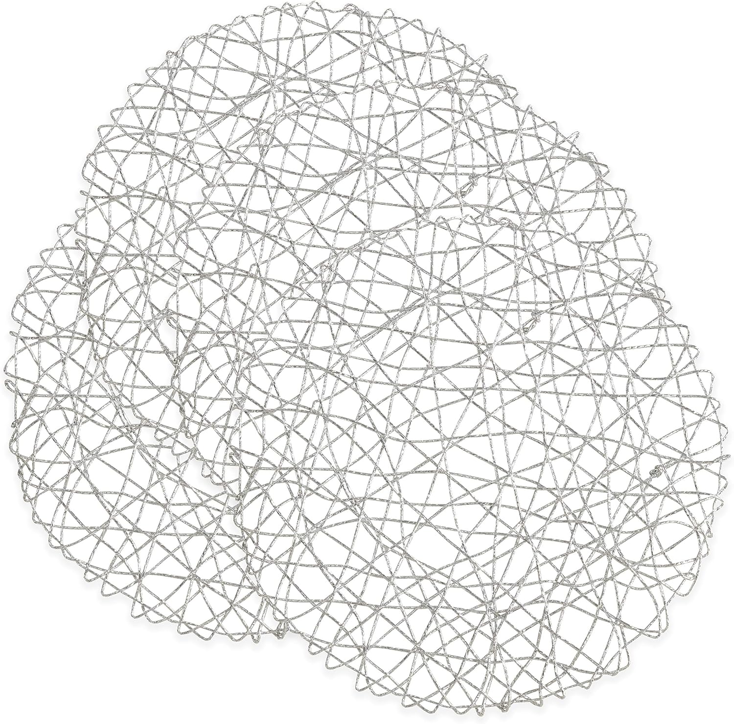 SARO LIFESTYLE Intricate Wire Nest Placemat (Set of 4), 15", Silver
