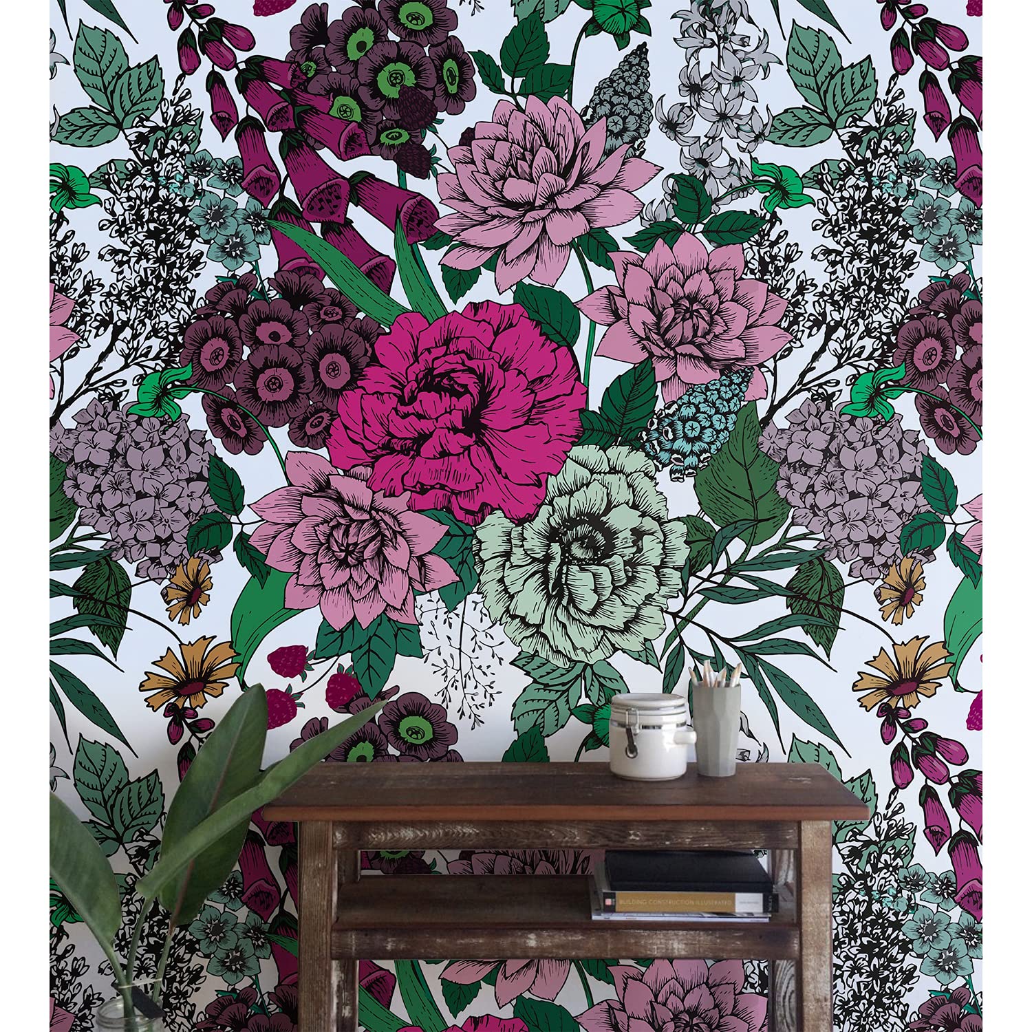 Papier peint fleurs roses créez une ambiance salon rétro chaleureuse