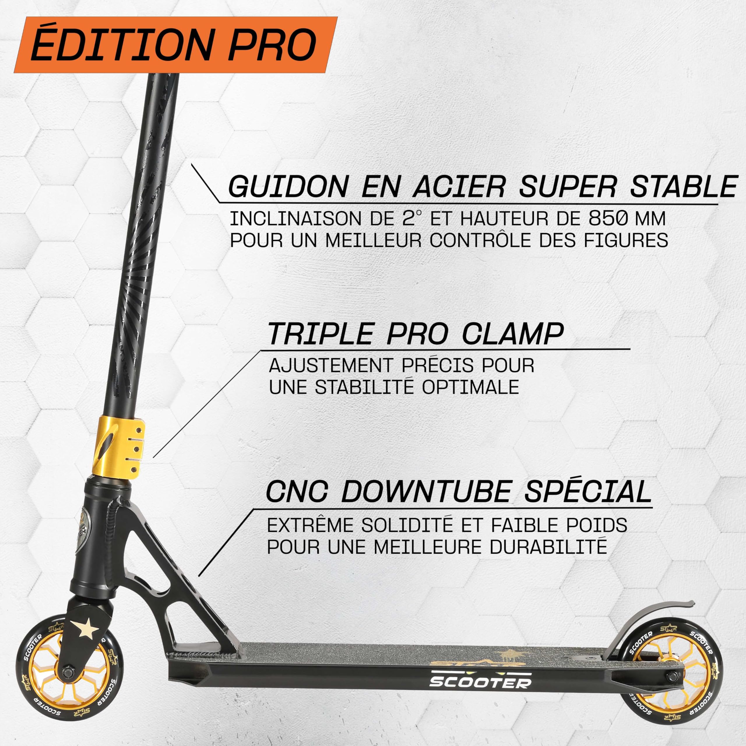 Star Scooter Stunt Scooter Professionnel Trottinette Freestyle Enfant de 8 Ans | Patinette 110mm Aluminium avec HIC pour Professionnels